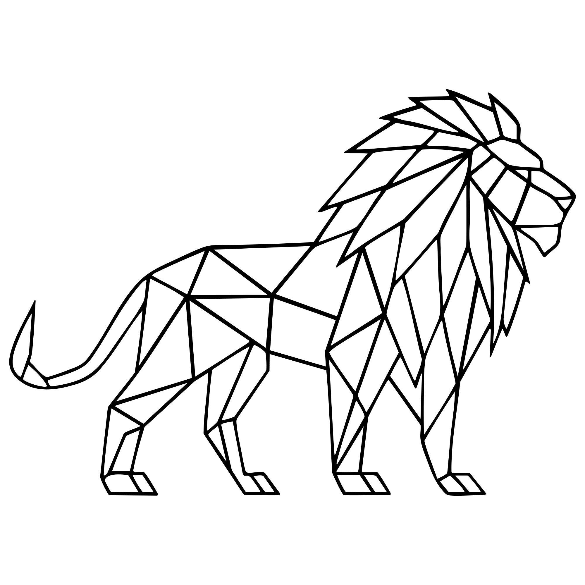 Geometric Lion DXF File – CNC Cutting Design | AWLION721