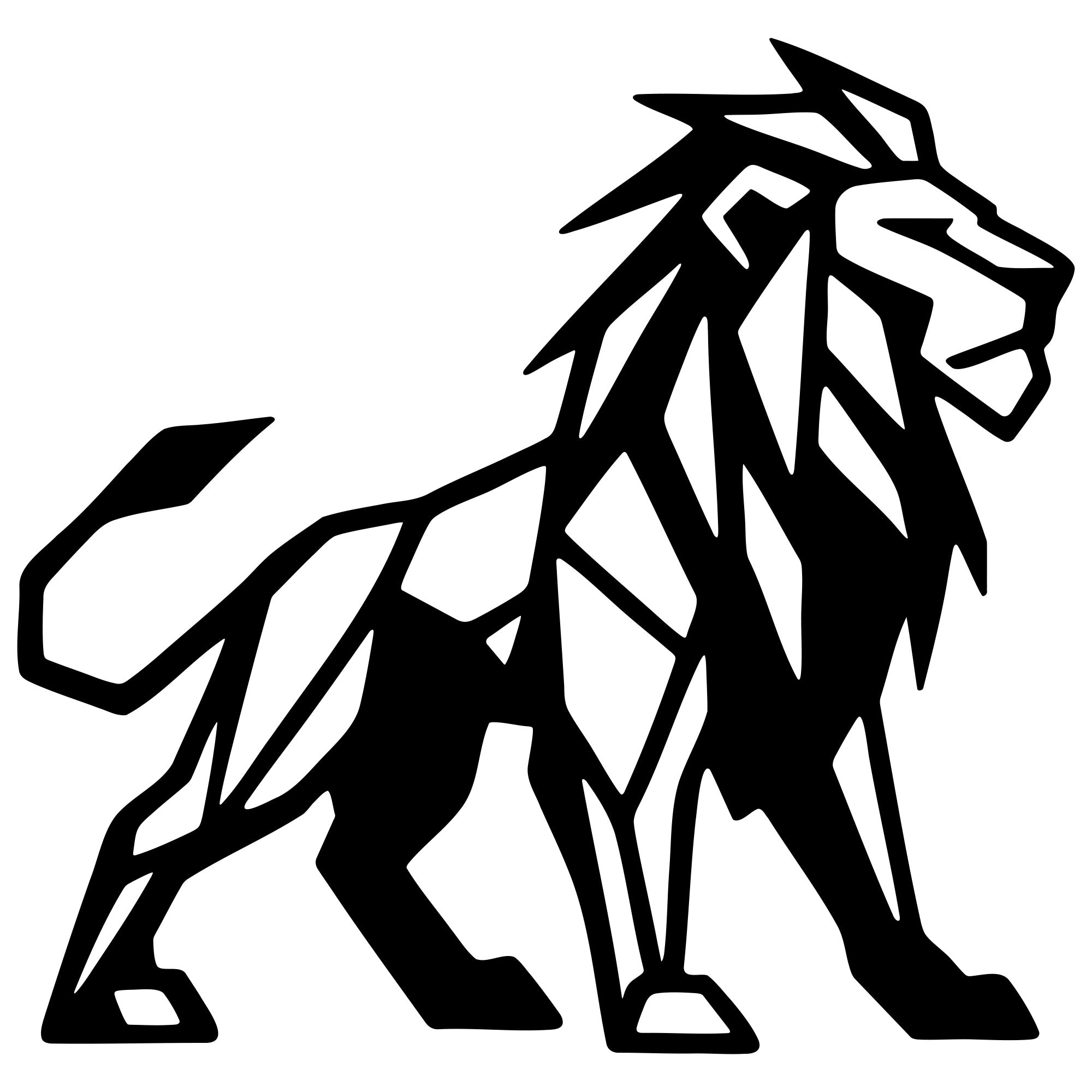 Geometric Lion DXF File – CNC Cutting Design | AWLION896