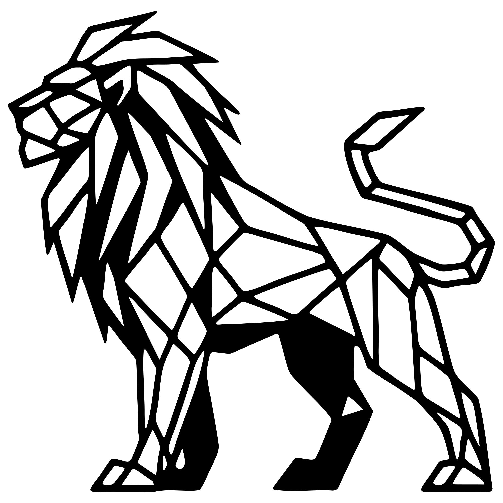Geometric Lion DXF File – CNC Cutting Design | AWLION897