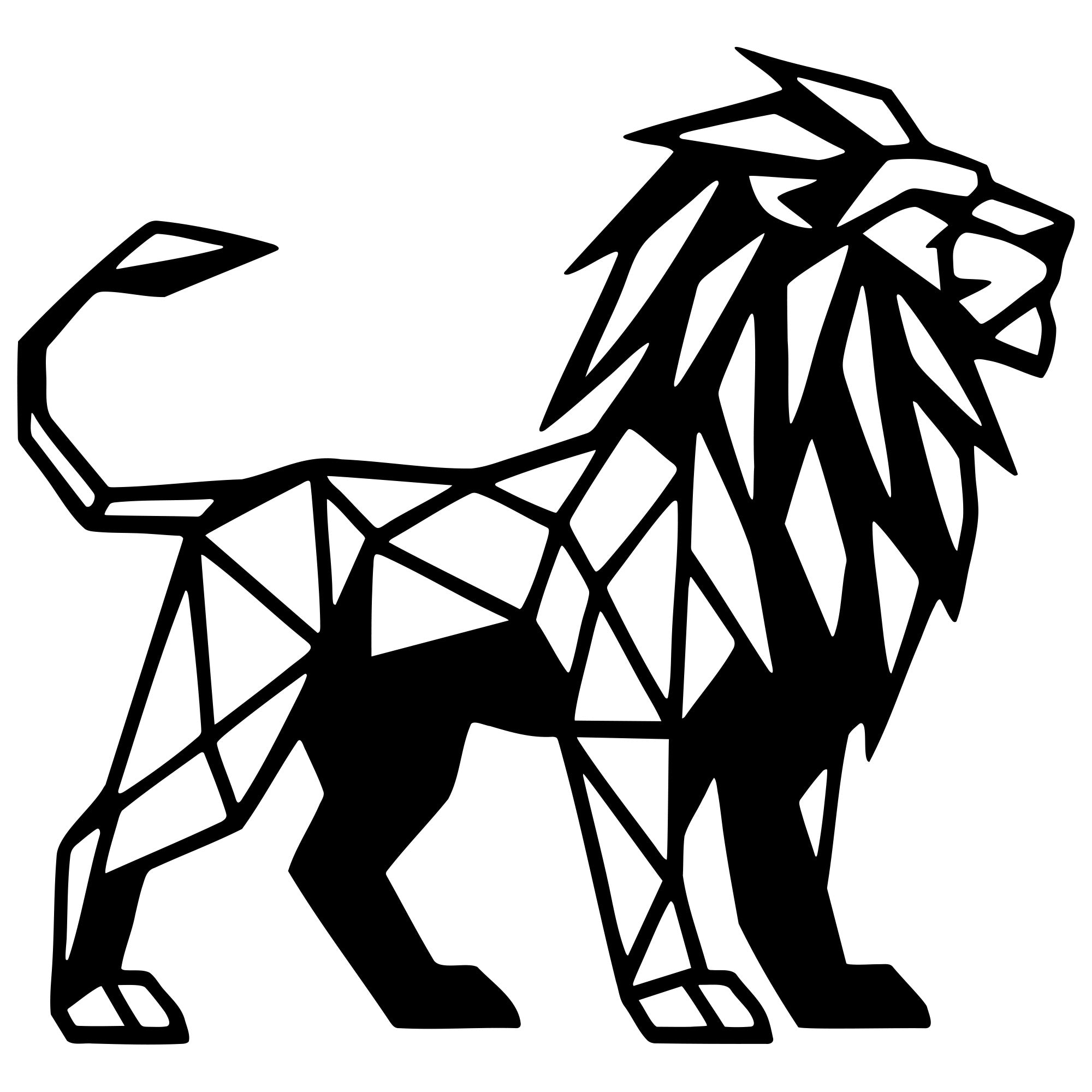 Geometric Lion DXF File – CNC Cutting Design | AWLION898