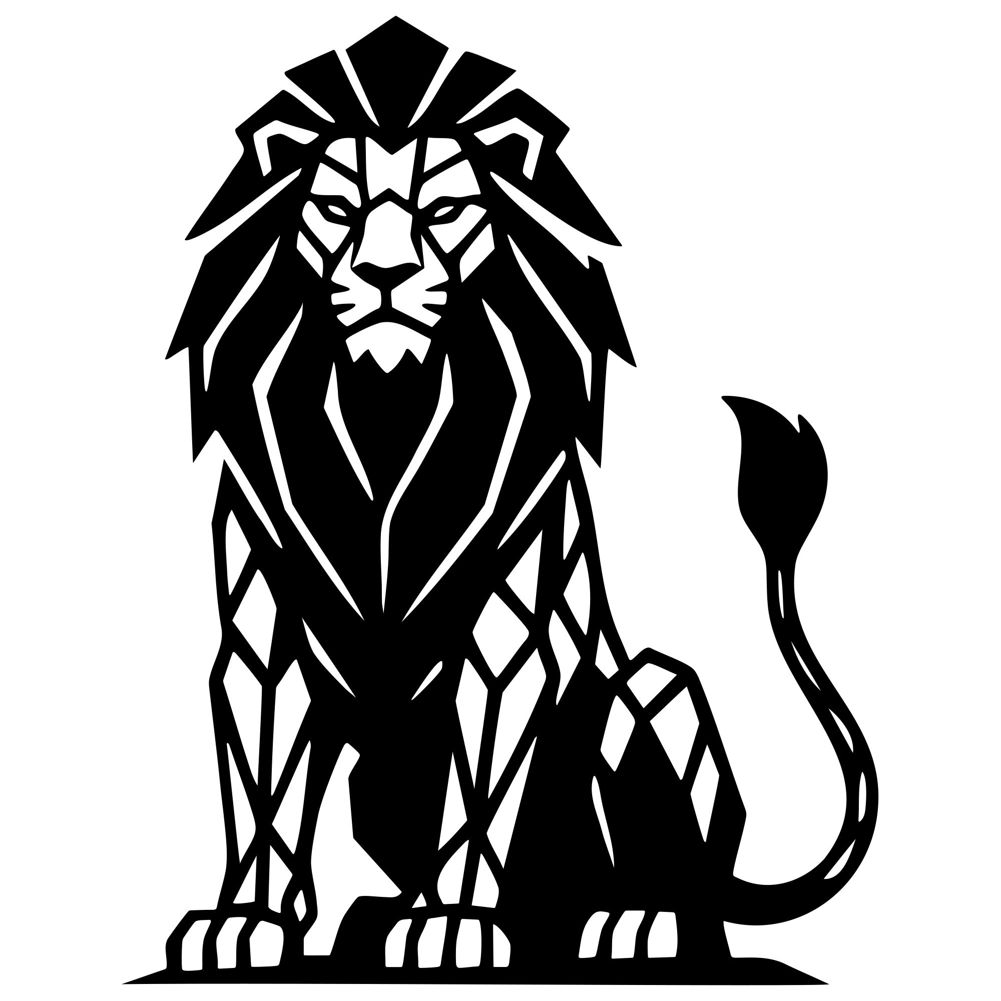 Geometric Lion DXF File – CNC Cutting Design | AWLION900