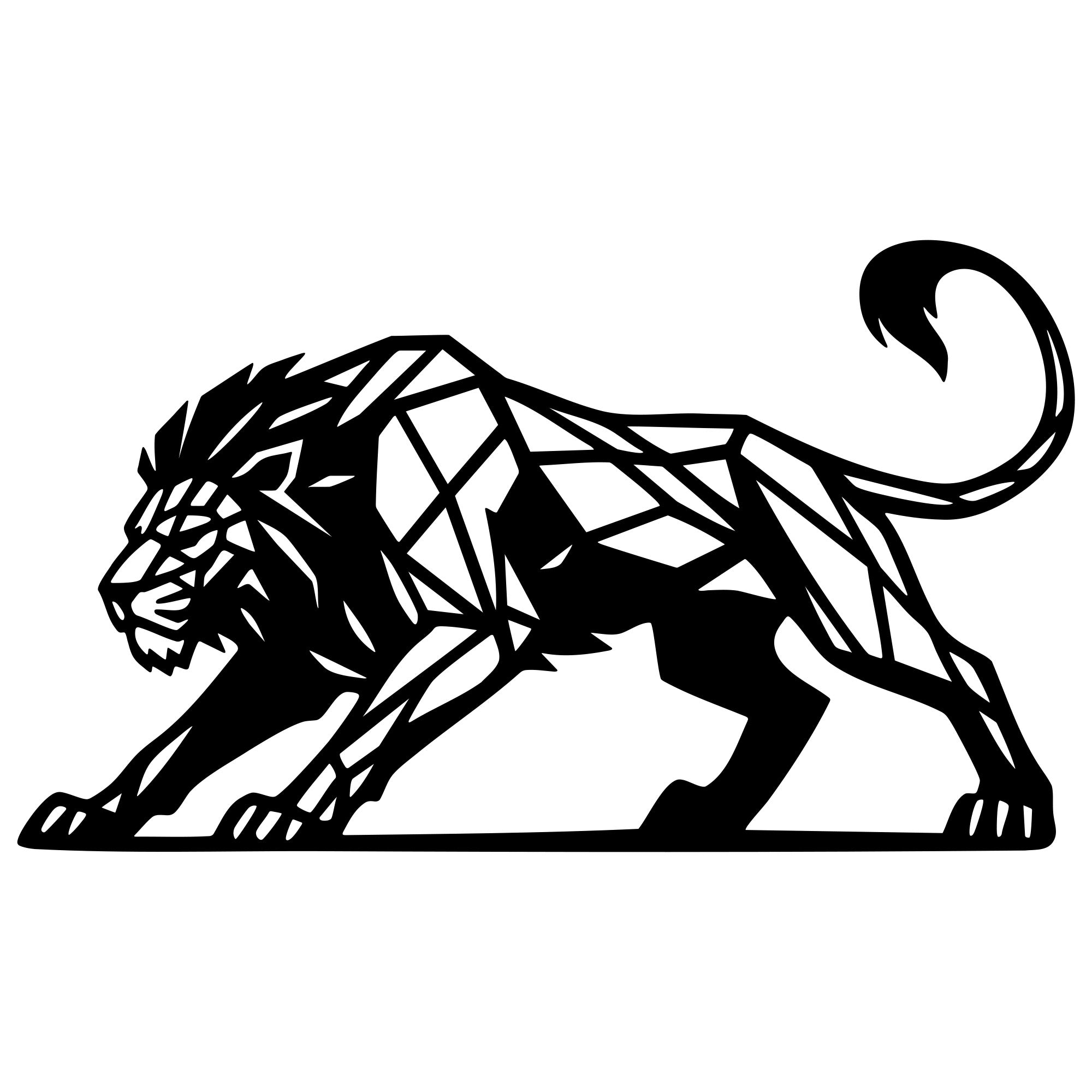 Geometric Lion DXF File – CNC Cutting Design | AWLION902