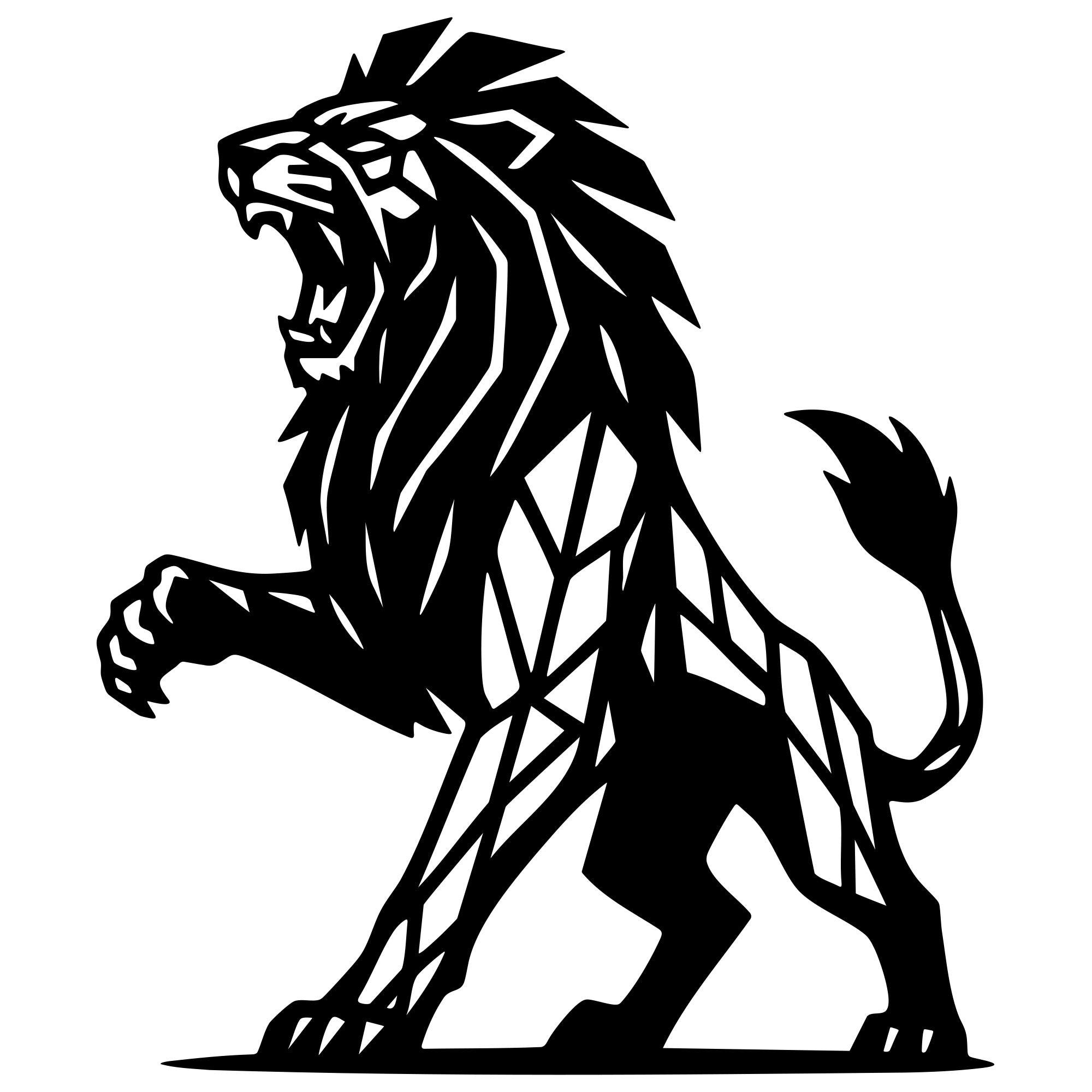 Geometric Lion DXF File – CNC Cutting Design | AWLION903