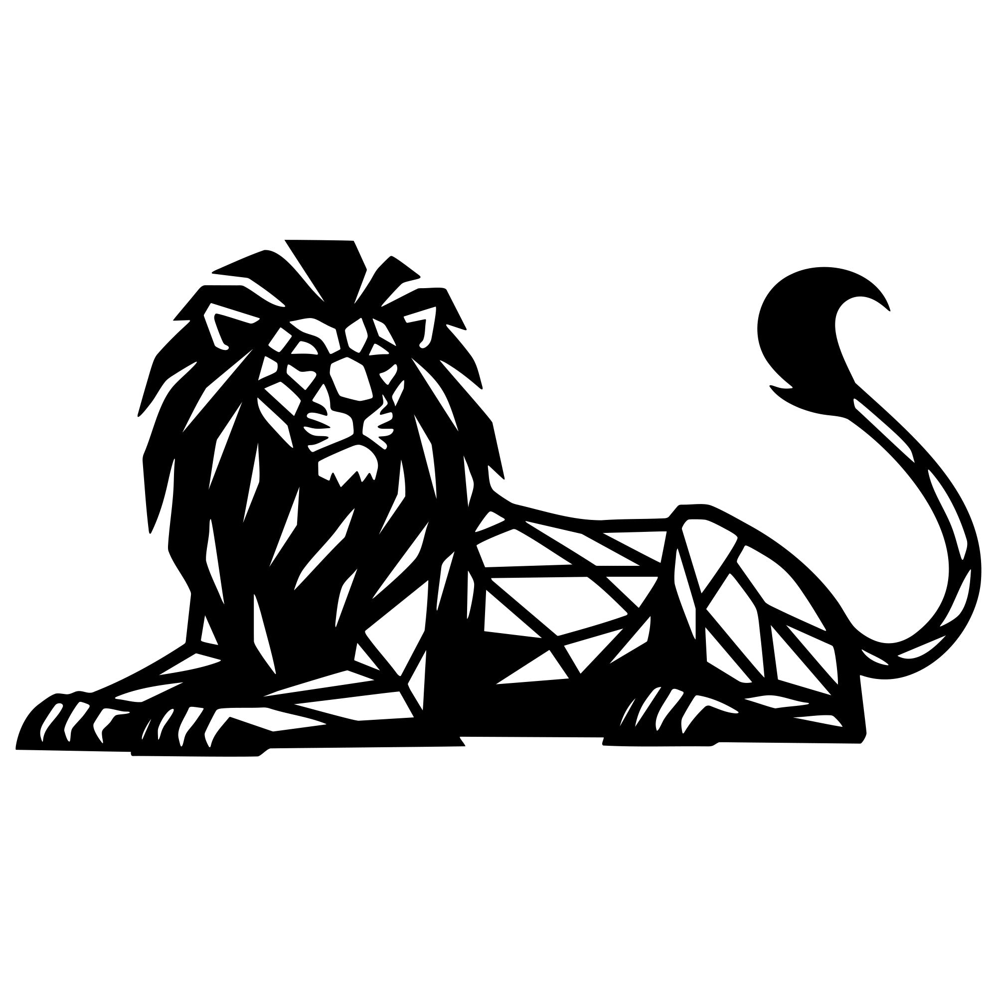 Geometric Lion DXF File – CNC Cutting Design | AWLION904