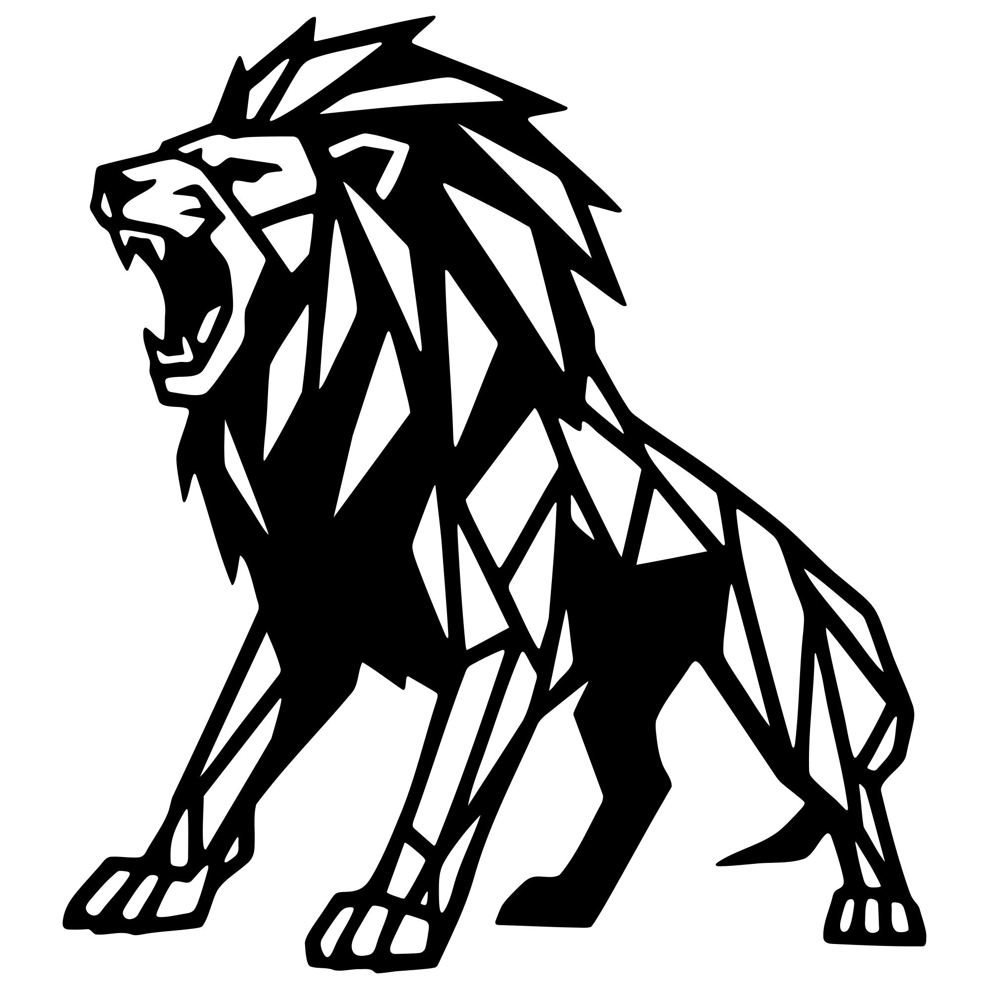 Geometric Lion DXF File – CNC Cutting Design | AWLION908