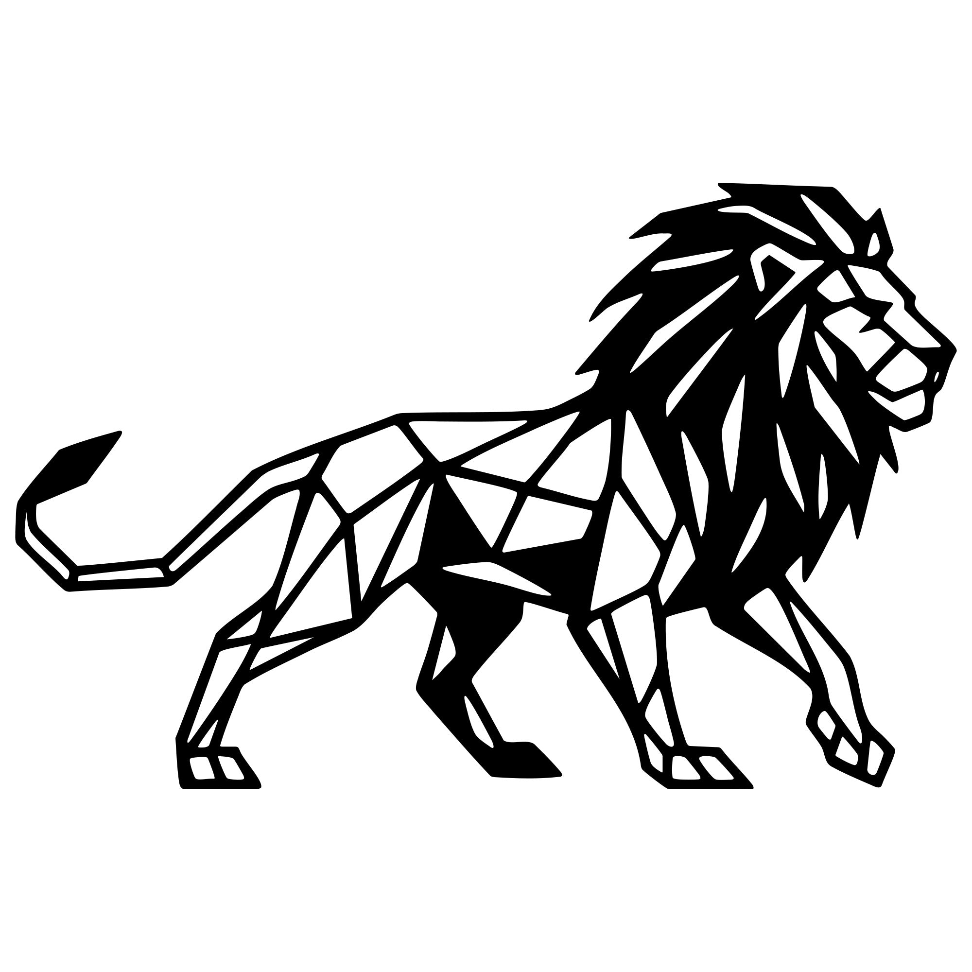 Geometric Lion DXF File – CNC Cutting Design | AWLION912