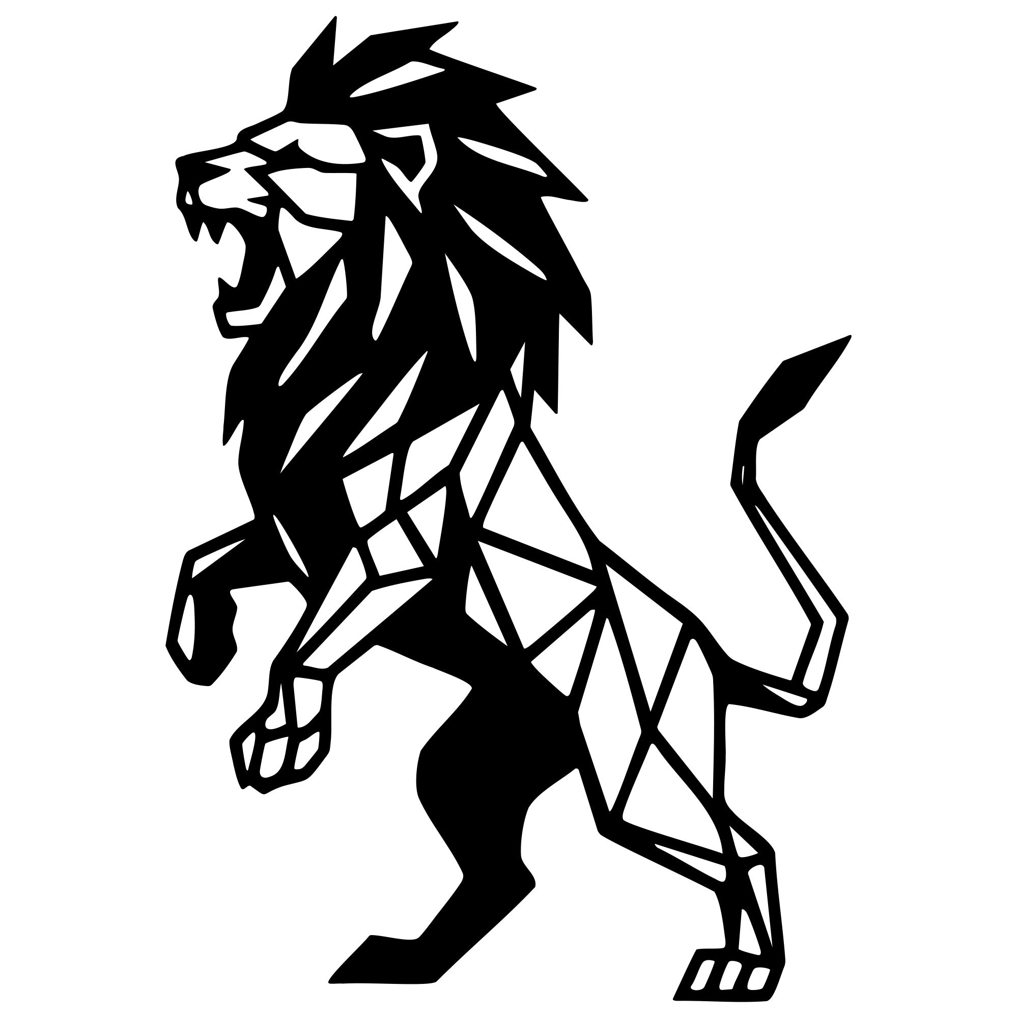 Geometric Lion DXF File – CNC Cutting Design | AWLION913