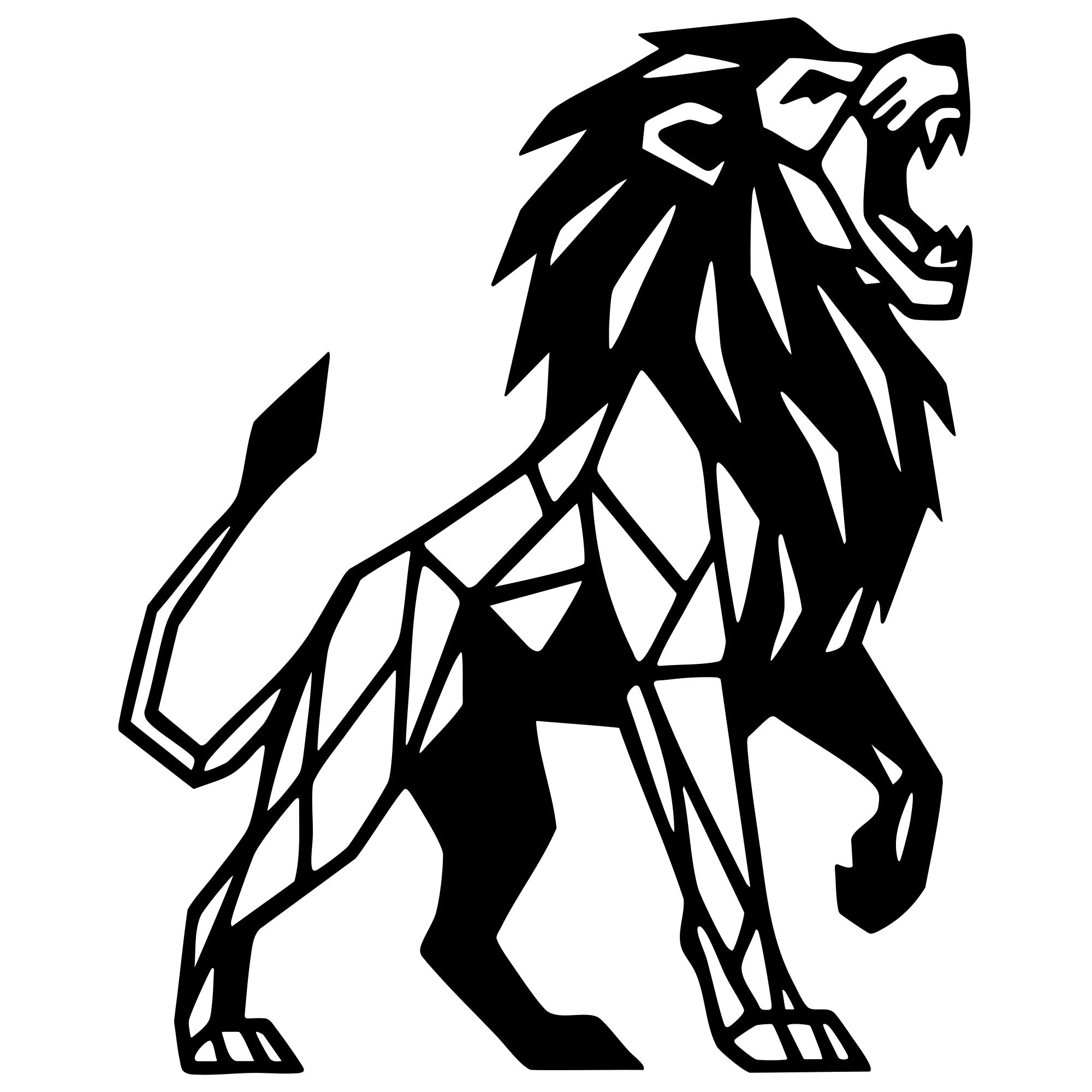 Geometric Lion DXF File – CNC Cutting Design | AWLION914