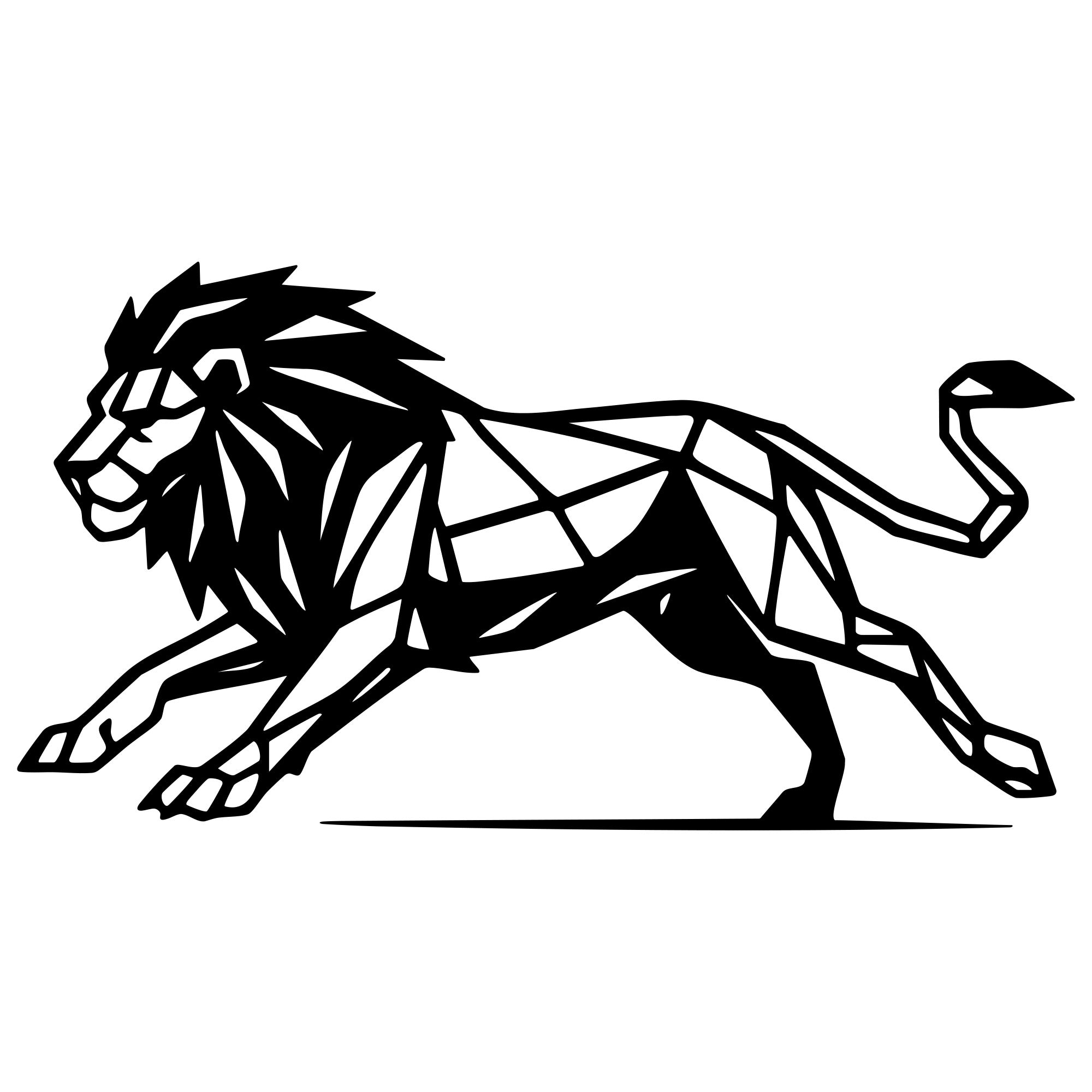 Geometric Lion DXF File – CNC Cutting Design | AWLION915