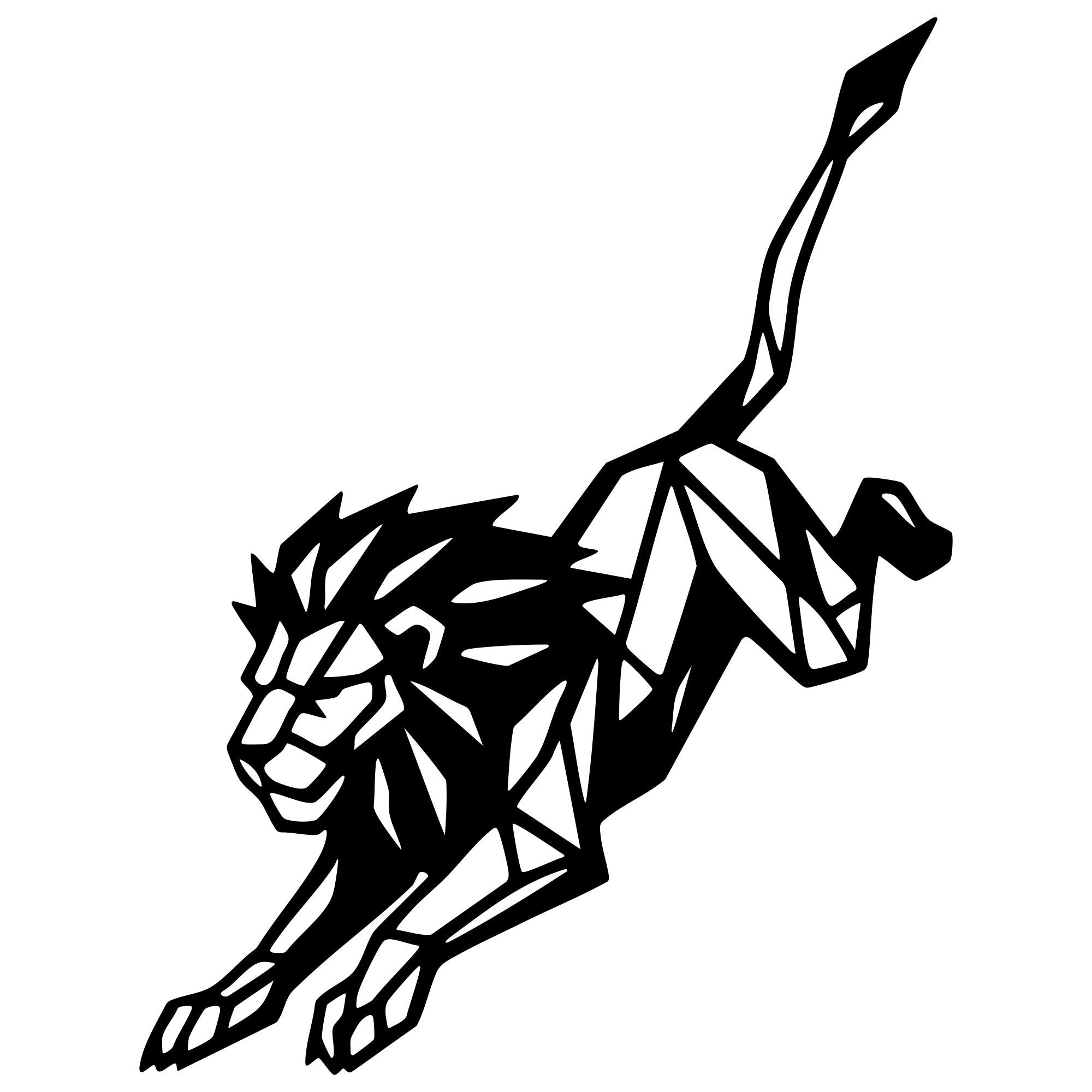 Geometric Lion DXF File – CNC Cutting Design | AWLION917