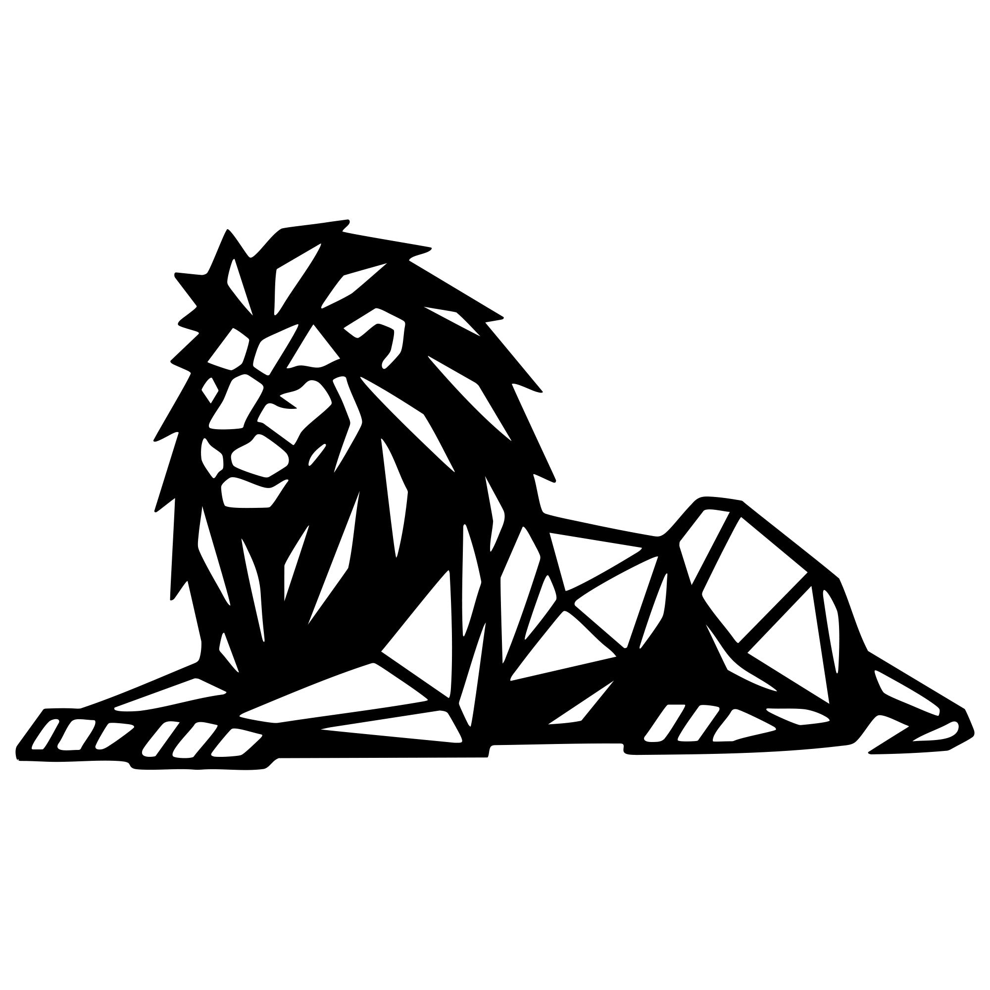 Geometric Lion DXF File – CNC Cutting Design | AWLION918
