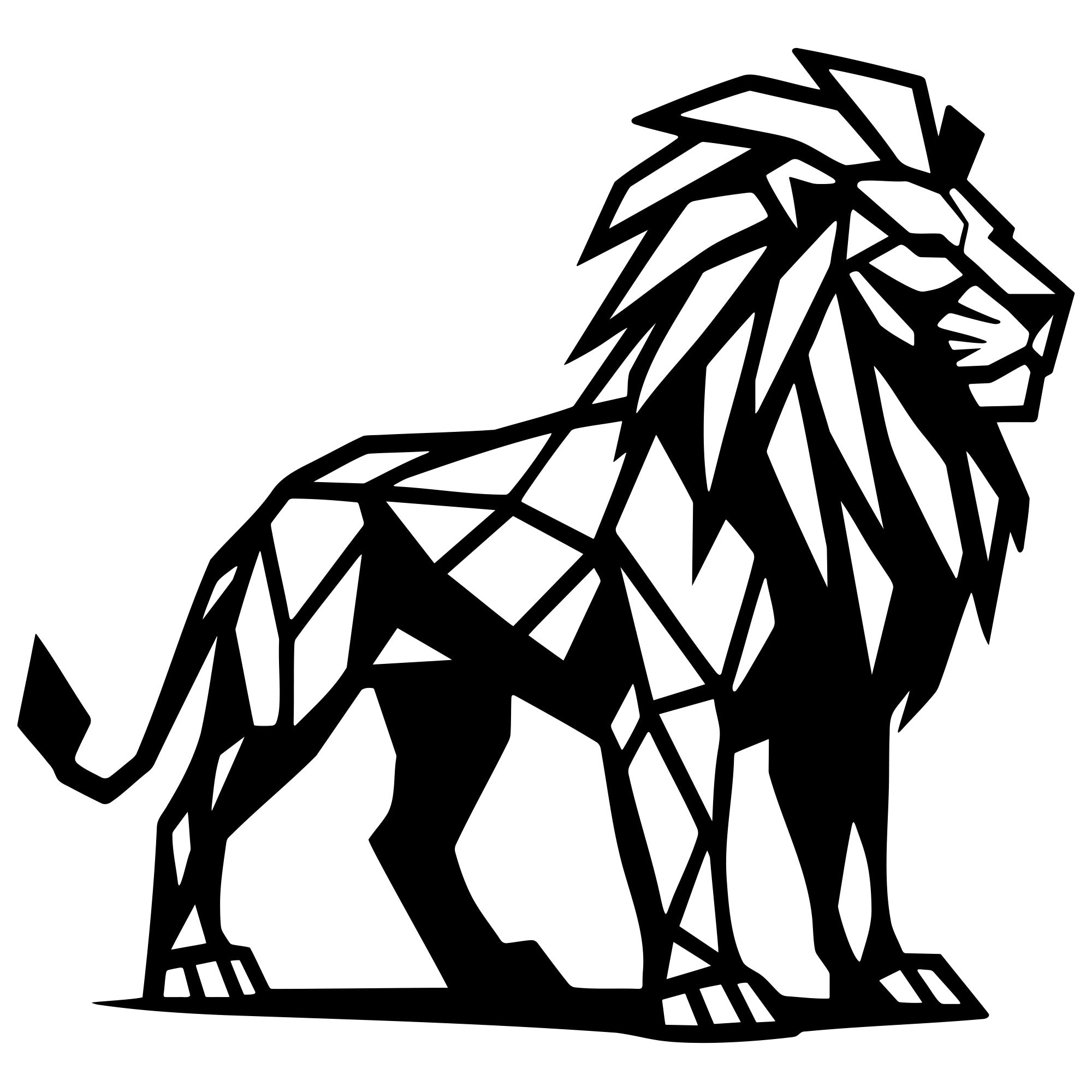 Geometric Lion DXF File – CNC Cutting Design | AWLION919