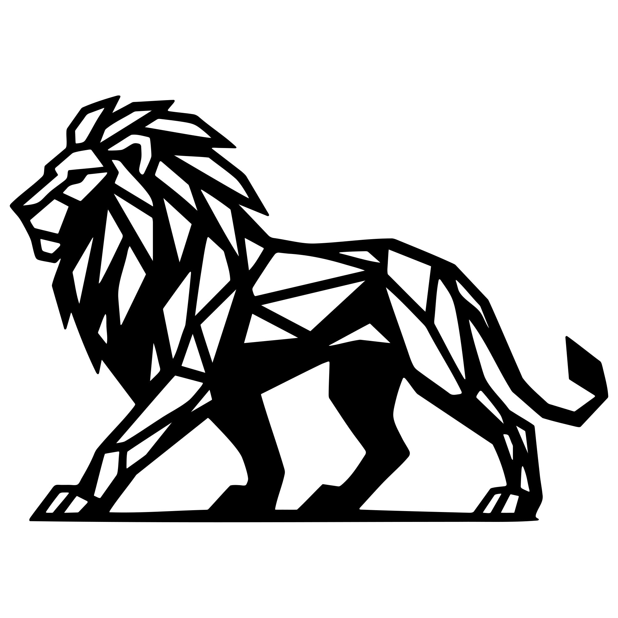 Geometric Lion DXF File – CNC Cutting Design | AWLION920