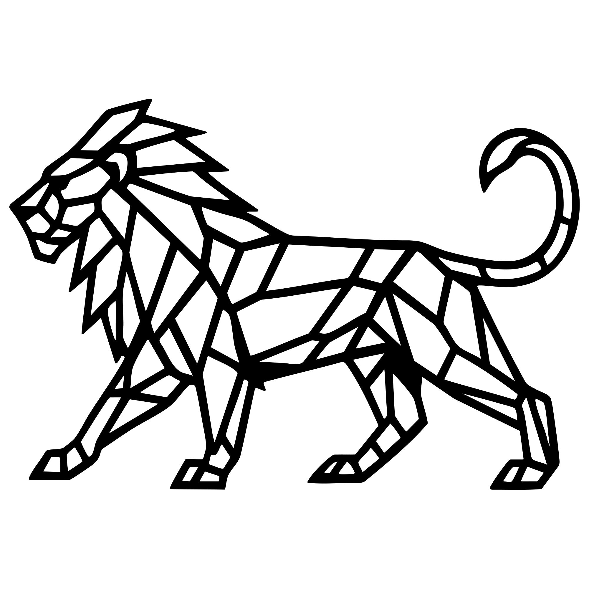 Geometric Lion DXF File – CNC Cutting Design | AWLION922