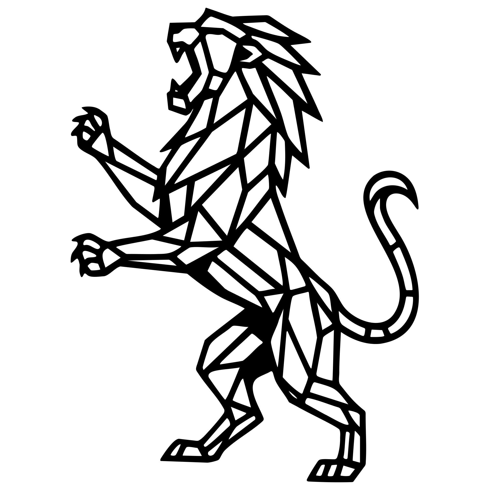 Geometric Lion DXF File – CNC Cutting Design | AWLION923