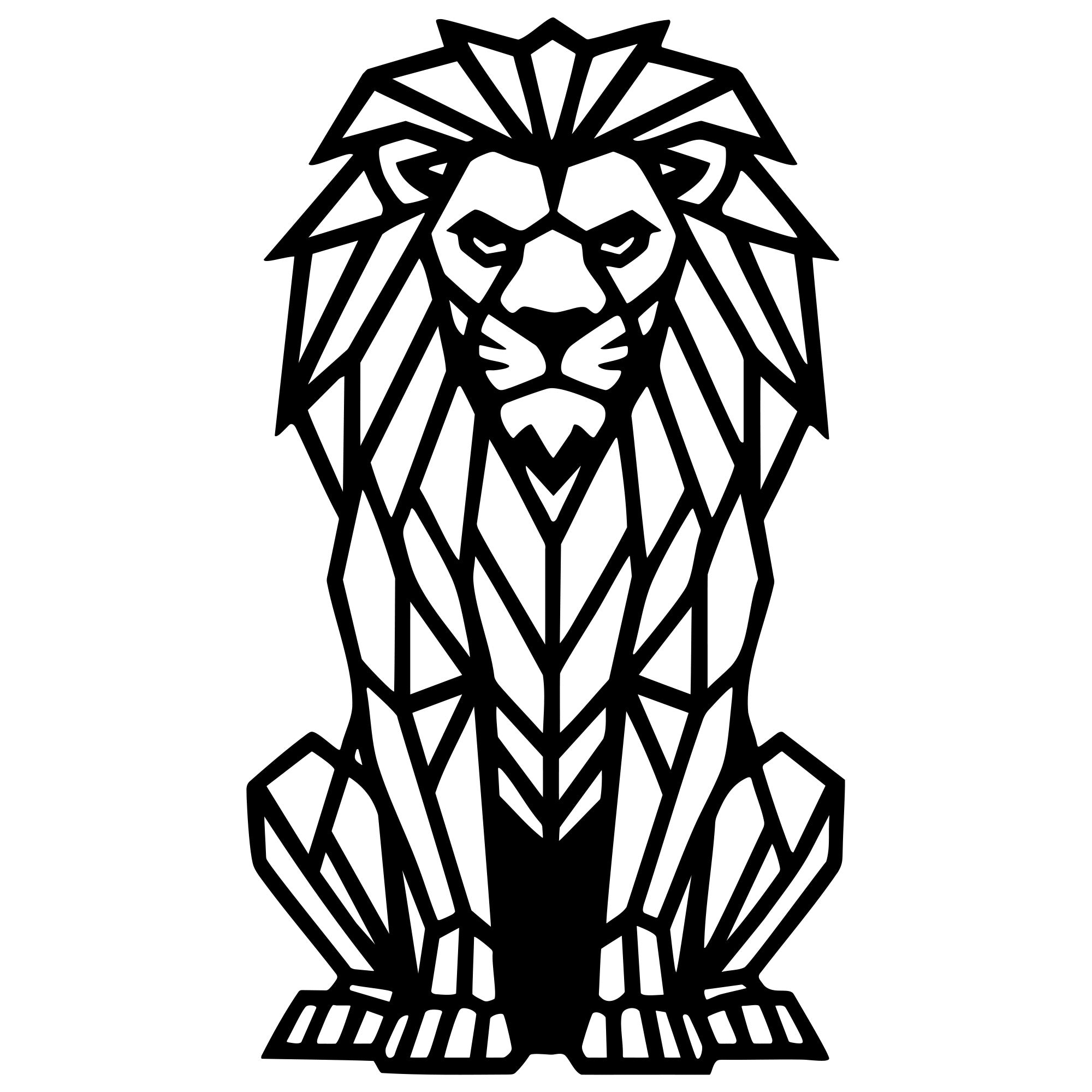 Geometric Lion DXF File – CNC Cutting Design | AWLION925