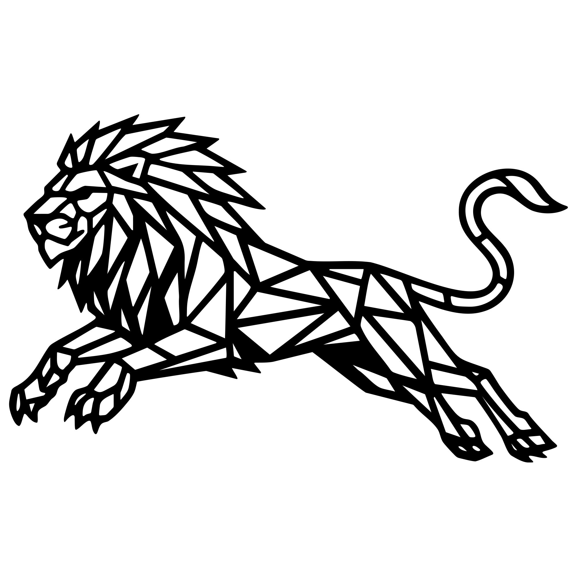 Geometric Lion DXF File – CNC Cutting Design | AWLION926