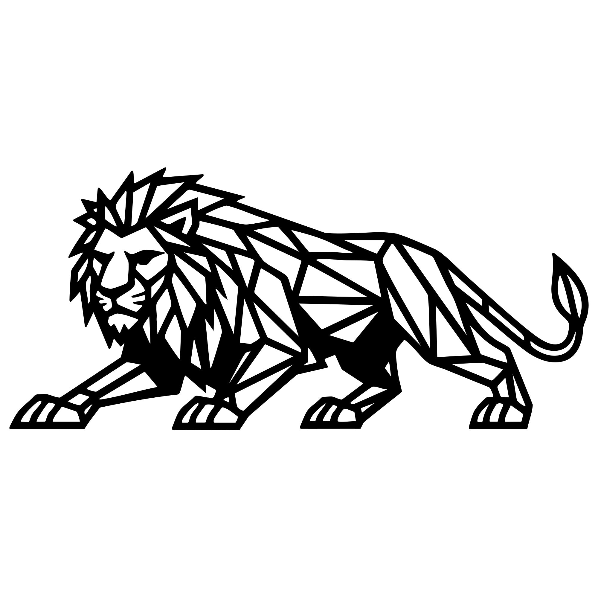 Geometric Lion DXF File – CNC Cutting Design | AWLION928