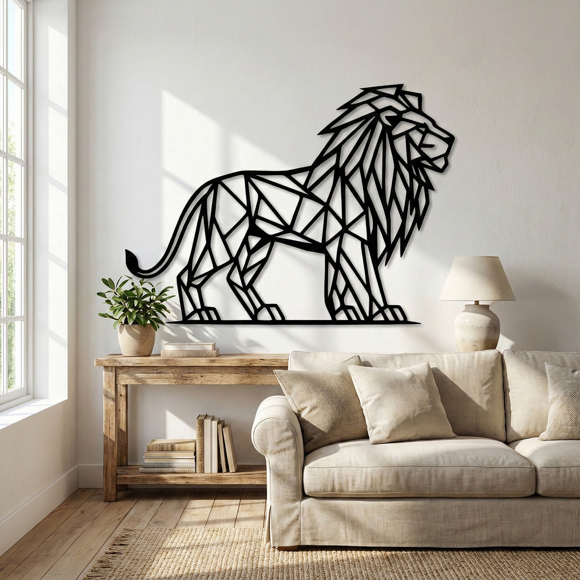 Geometric Lion DXF File – CNC Cutting Design | AWLION929