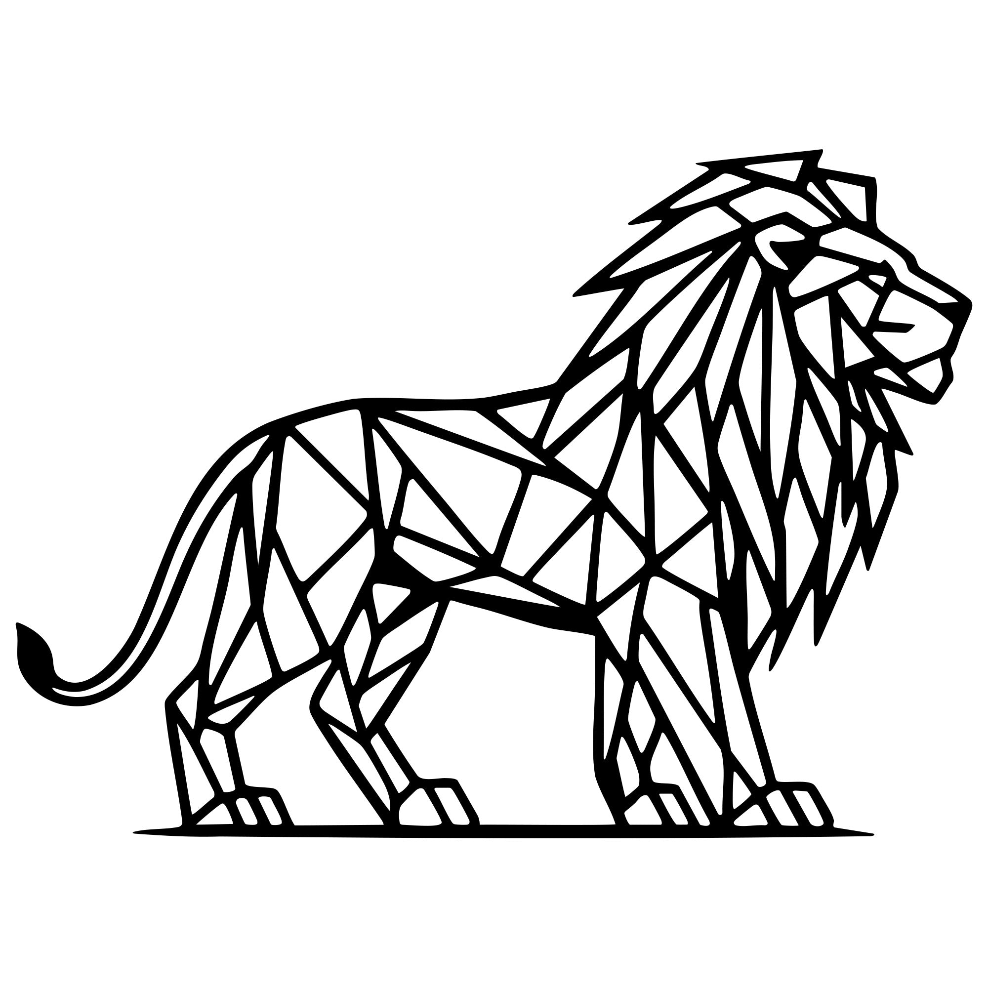 Geometric Lion DXF File – CNC Cutting Design | AWLION929