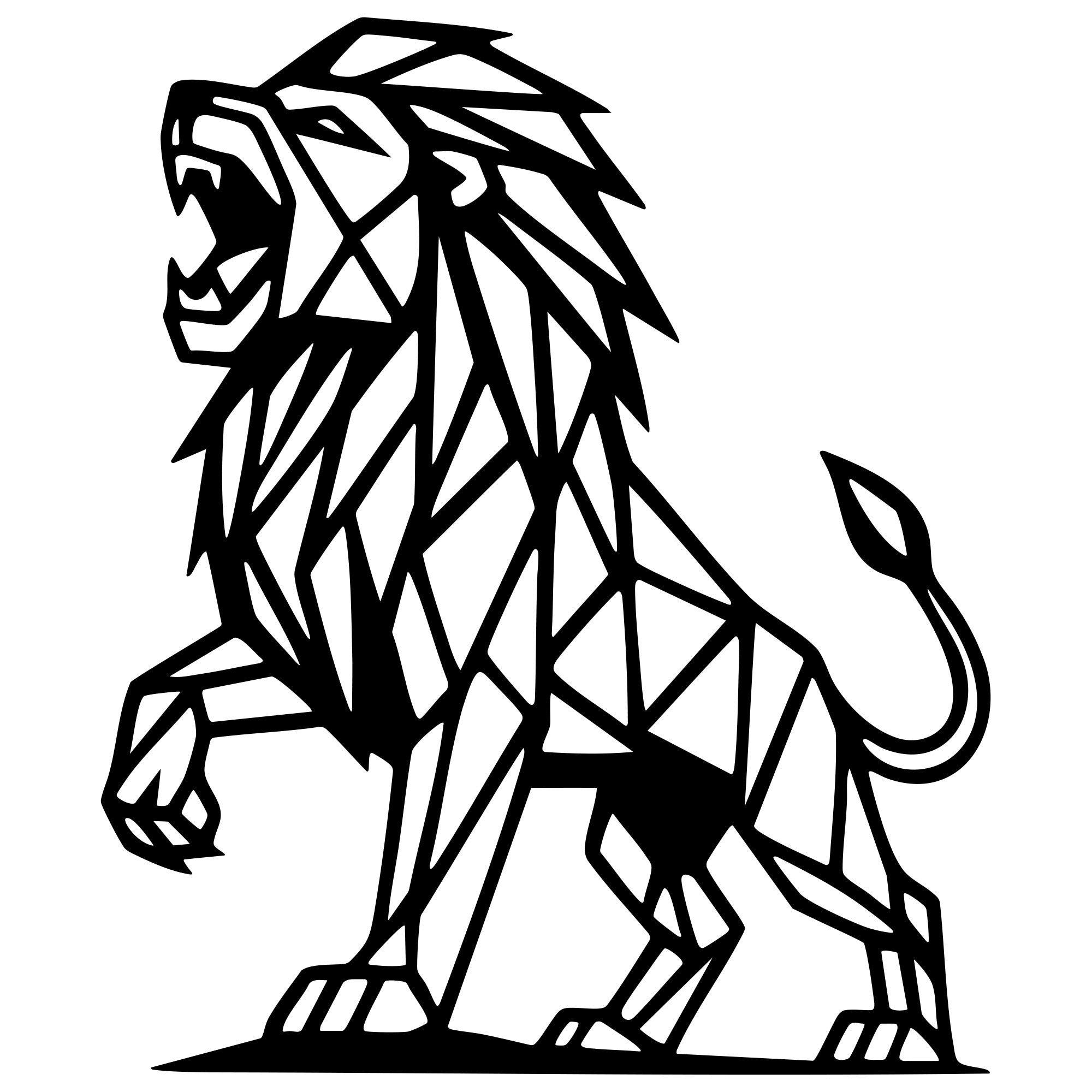 Geometric Lion DXF File – CNC Cutting Design | AWLION930