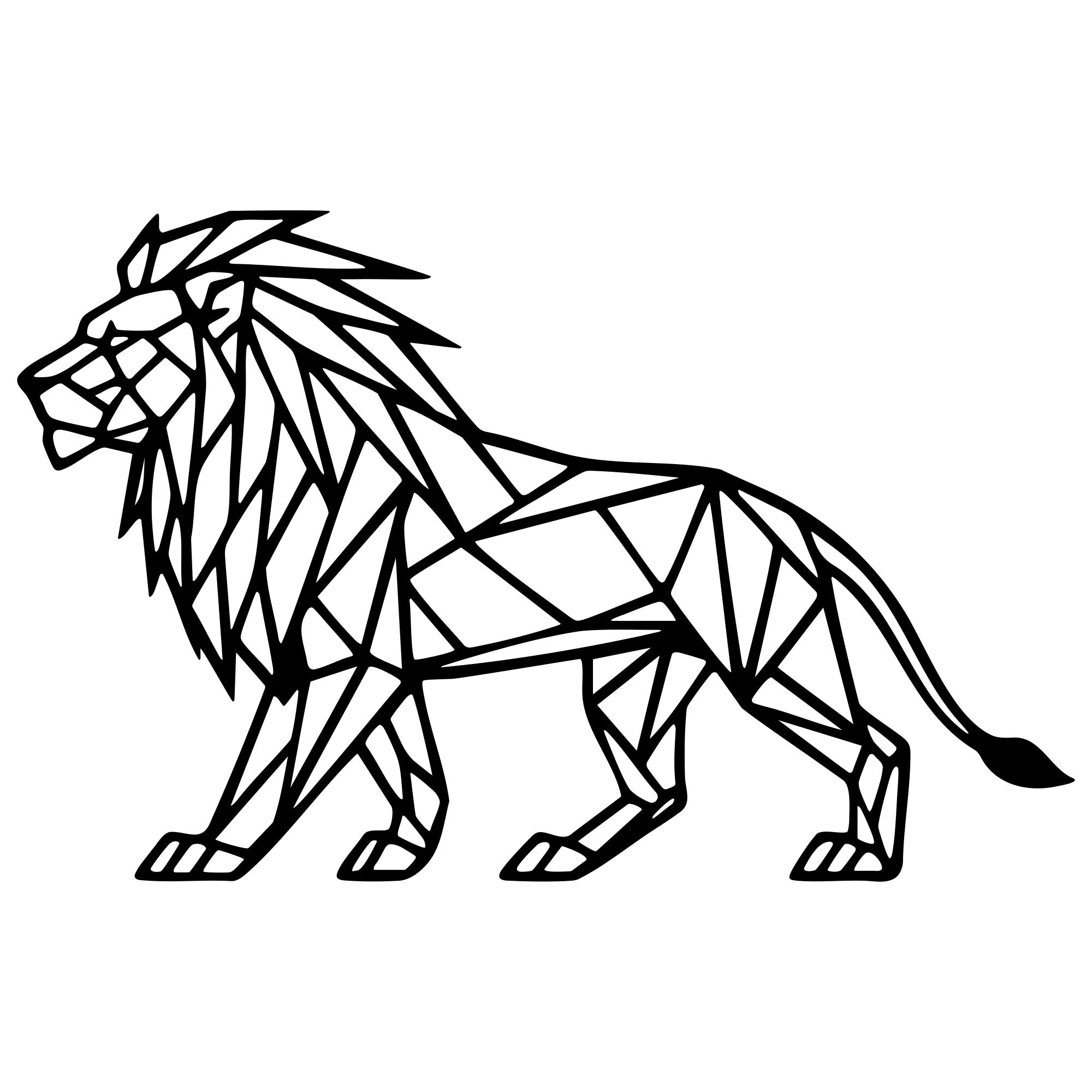 Geometric Lion DXF File – CNC Cutting Design | AWLION931