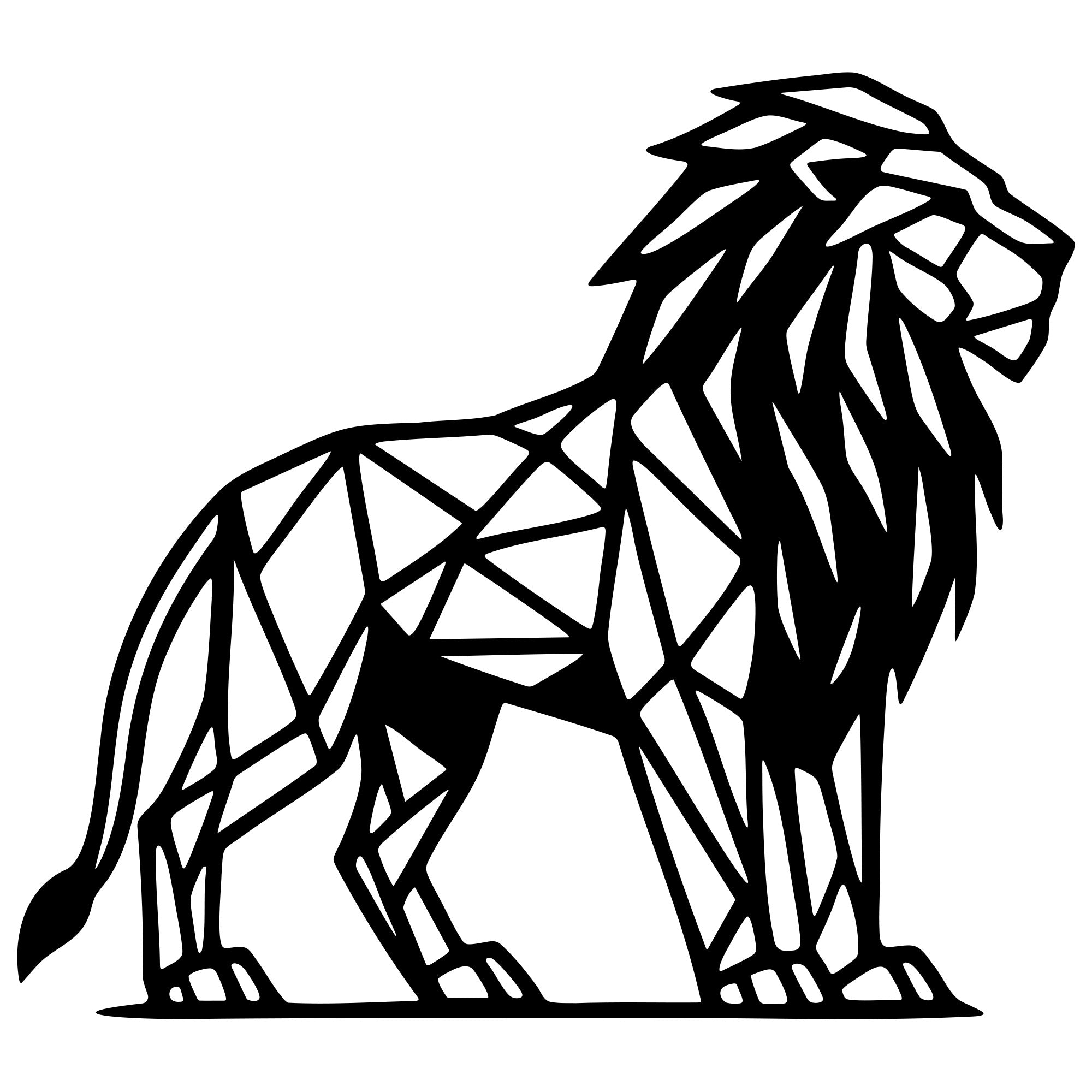 Geometric Lion DXF File – CNC Cutting Design | AWLION932