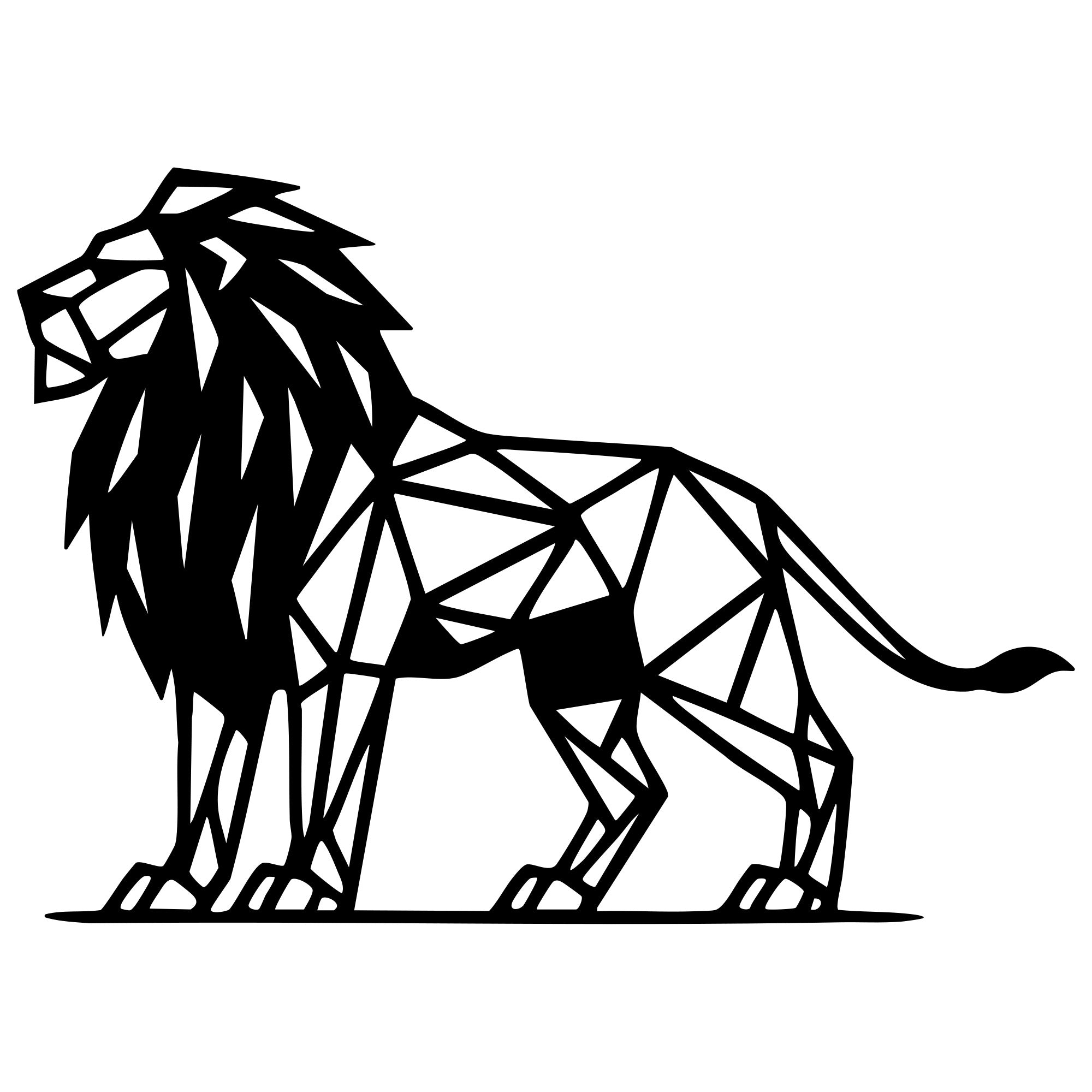 Geometric Lion DXF File – CNC Cutting Design | AWLION933