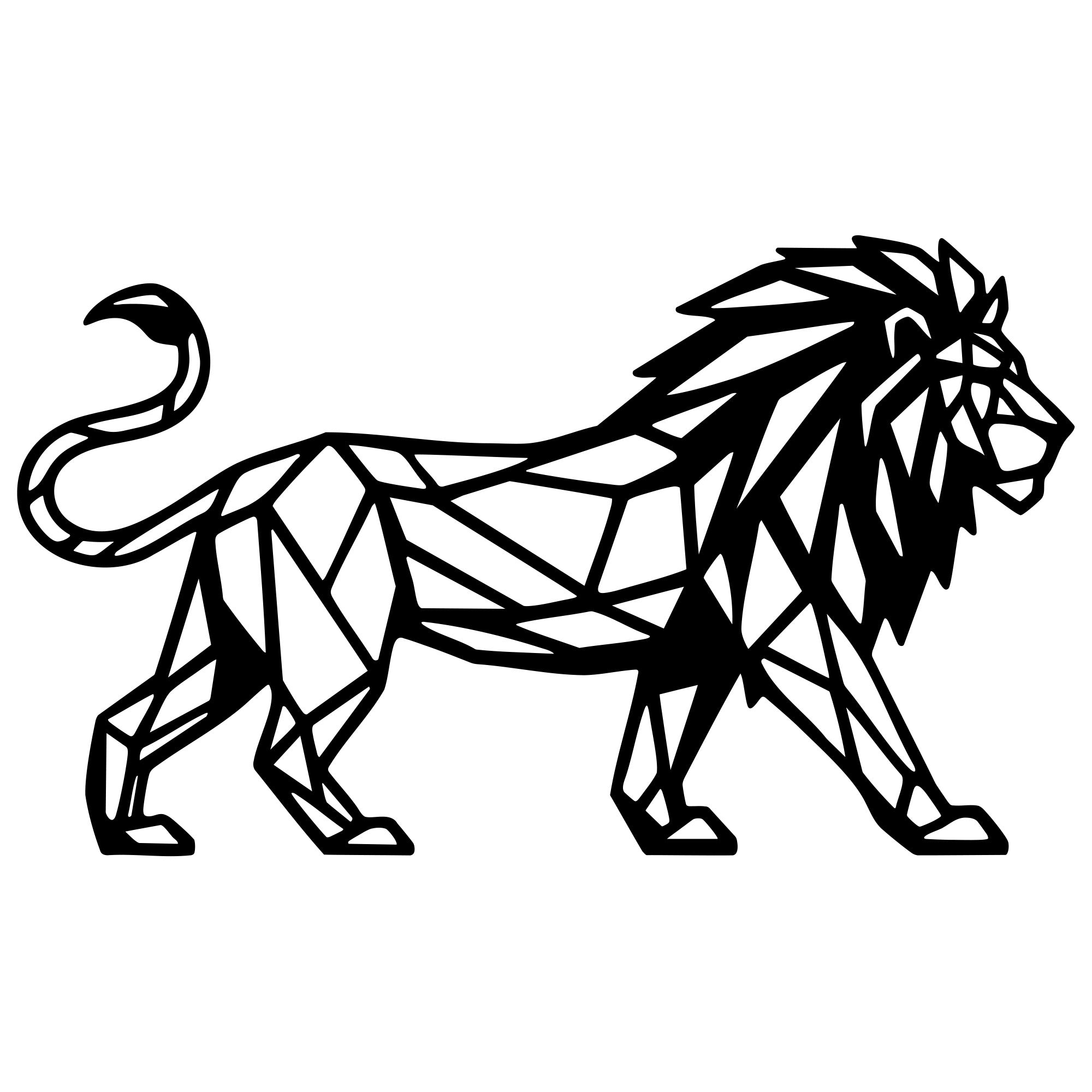 Geometric Lion DXF File – CNC Cutting Design | AWLION934