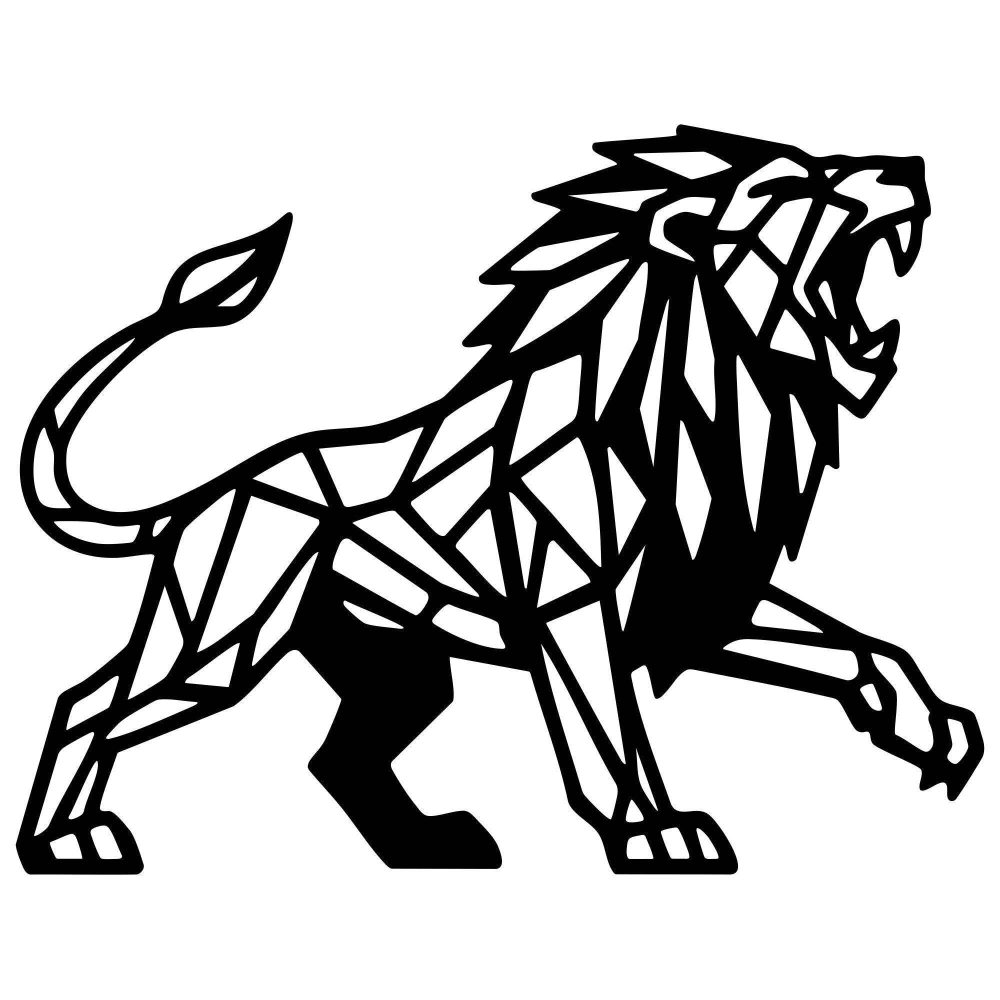 Geometric Lion DXF File – CNC Cutting Design | AWLION937