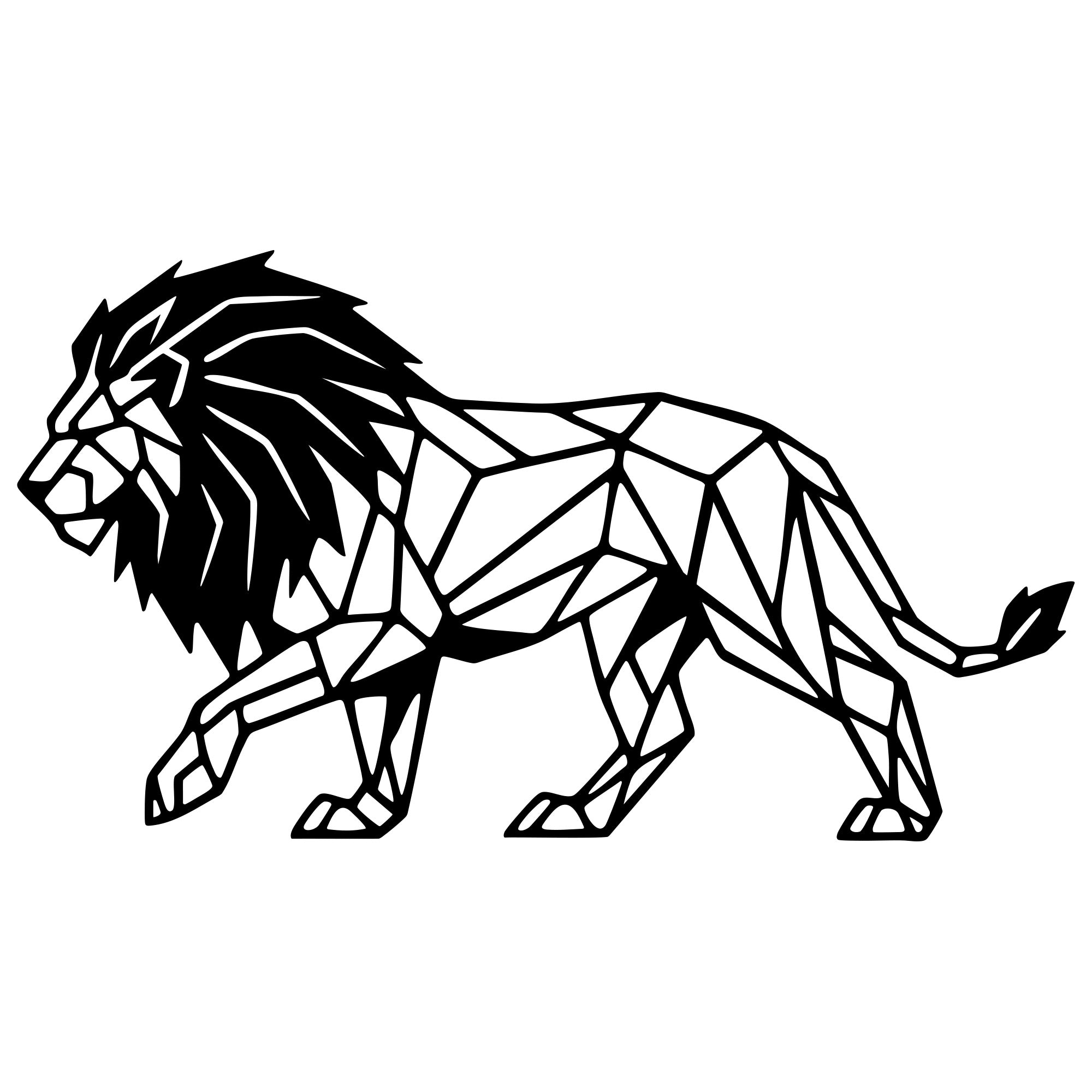 Geometric Lion DXF File – CNC Cutting Design | AWLION938