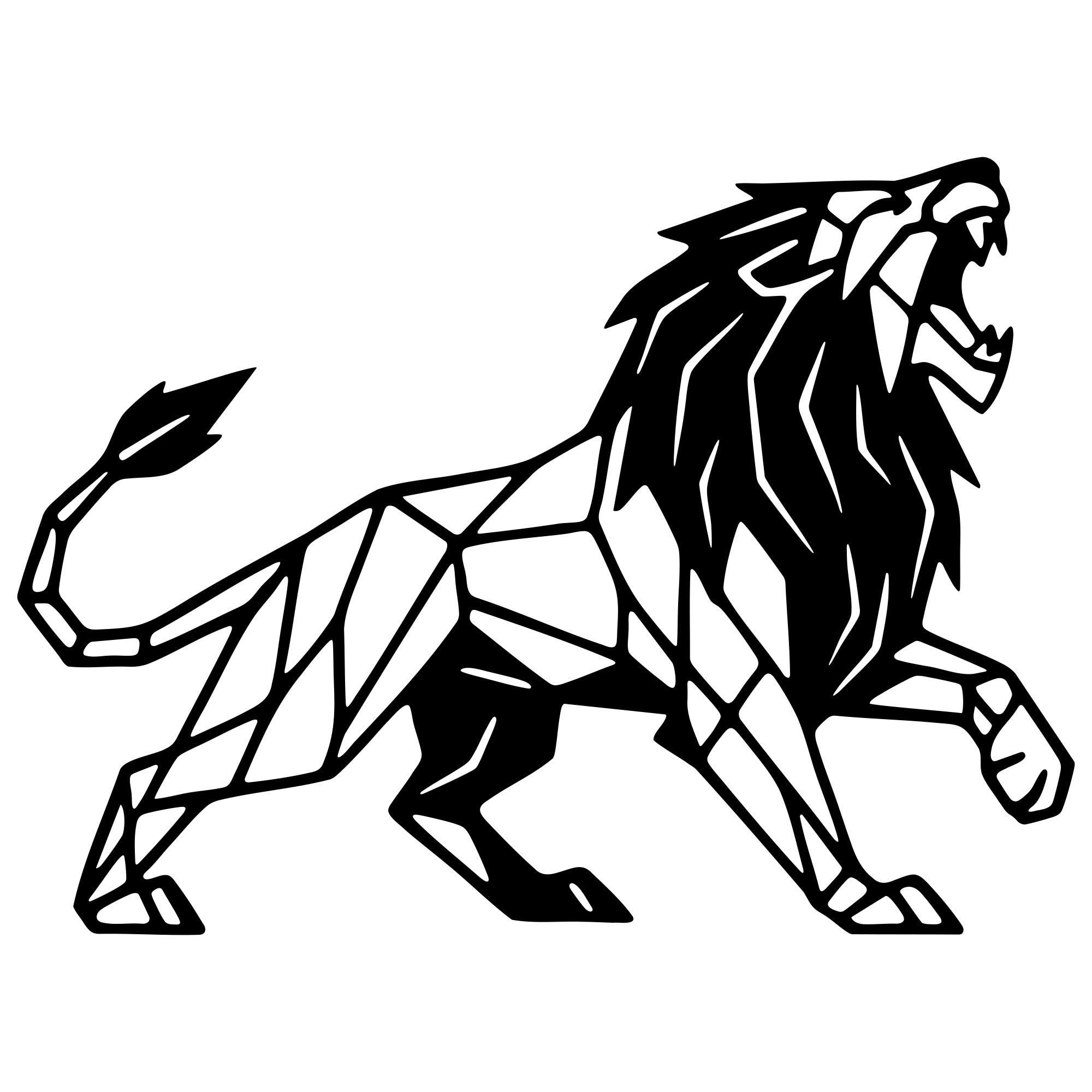 Geometric Lion DXF File – CNC Cutting Design | AWLION939