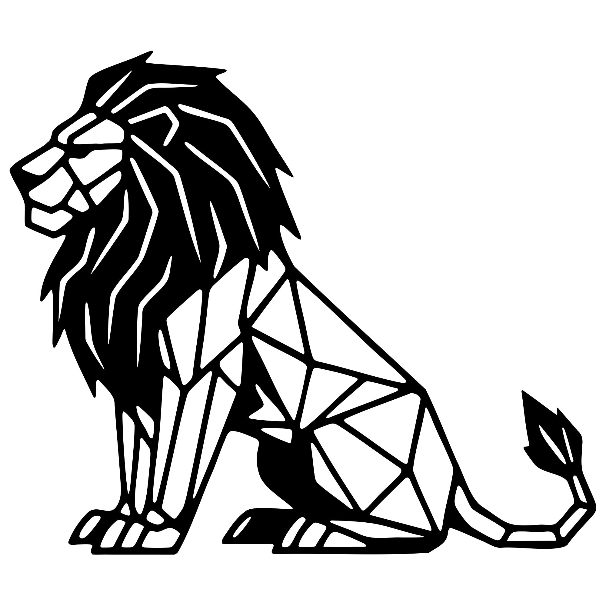 Geometric Lion DXF File – CNC Cutting Design | AWLION940