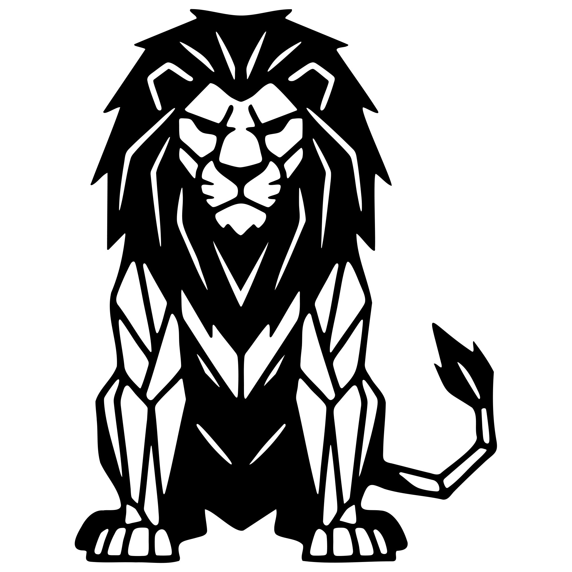 Geometric Lion DXF File – CNC Cutting Design | AWLION942