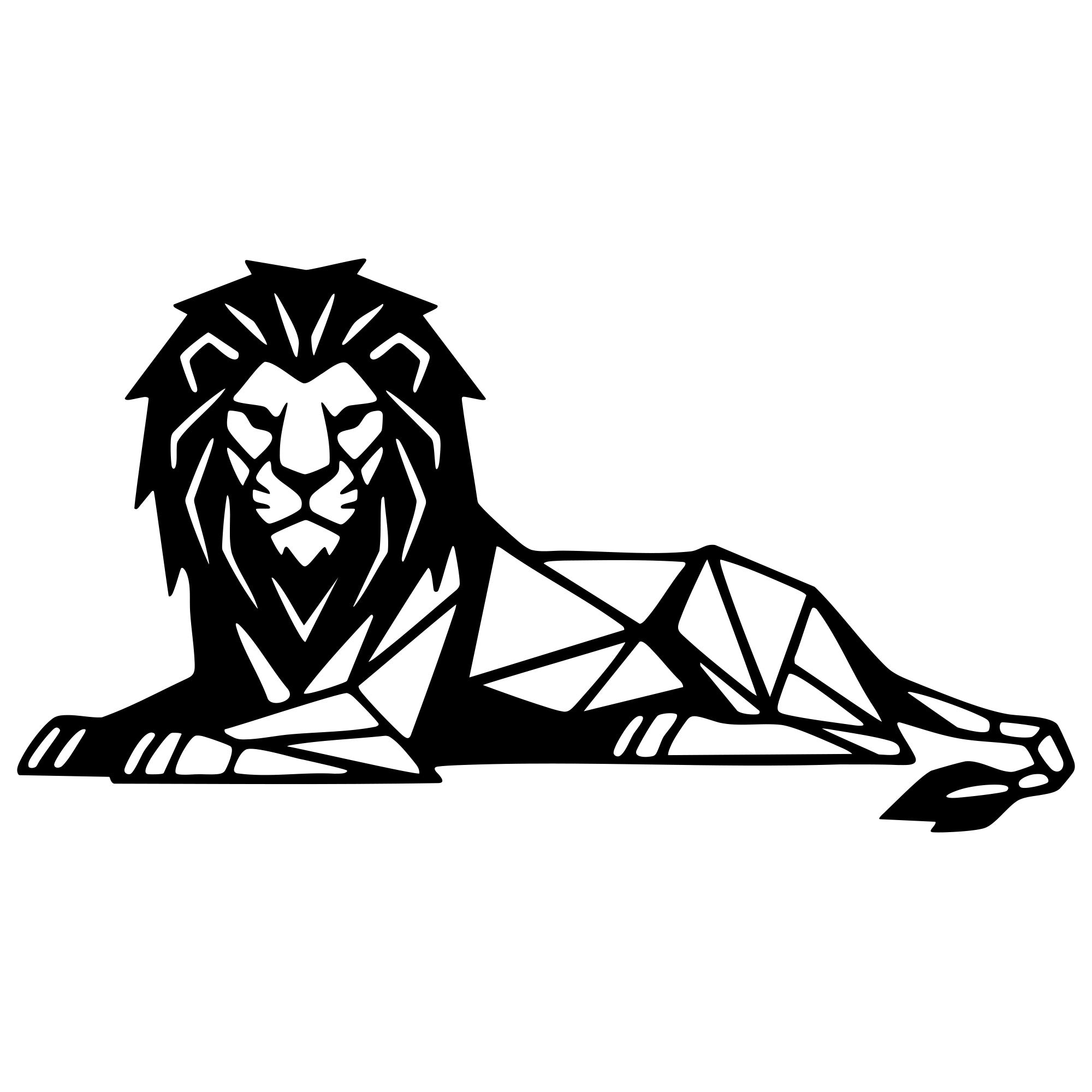 Geometric Lion DXF File – CNC Cutting Design | AWLION944