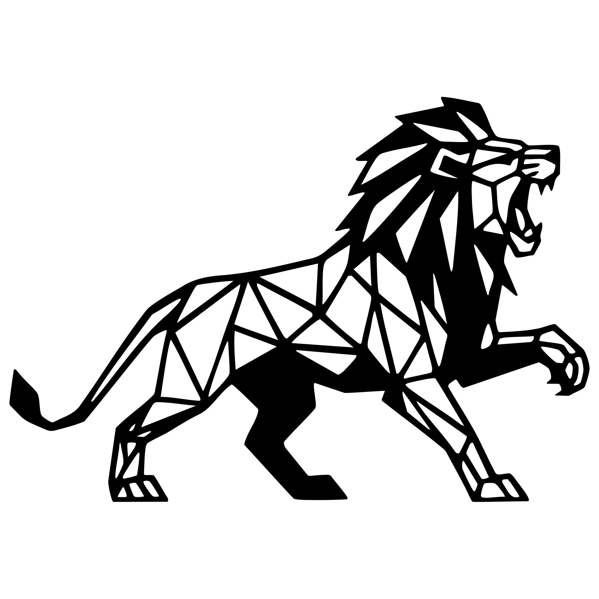 Geometric Lion DXF File – CNC Cutting Design | AWLION946