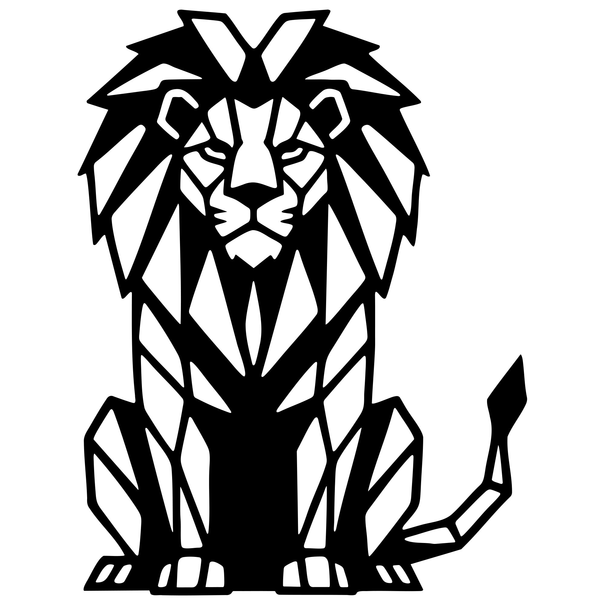 Geometric Lion DXF File – CNC Cutting Design | AWLION947