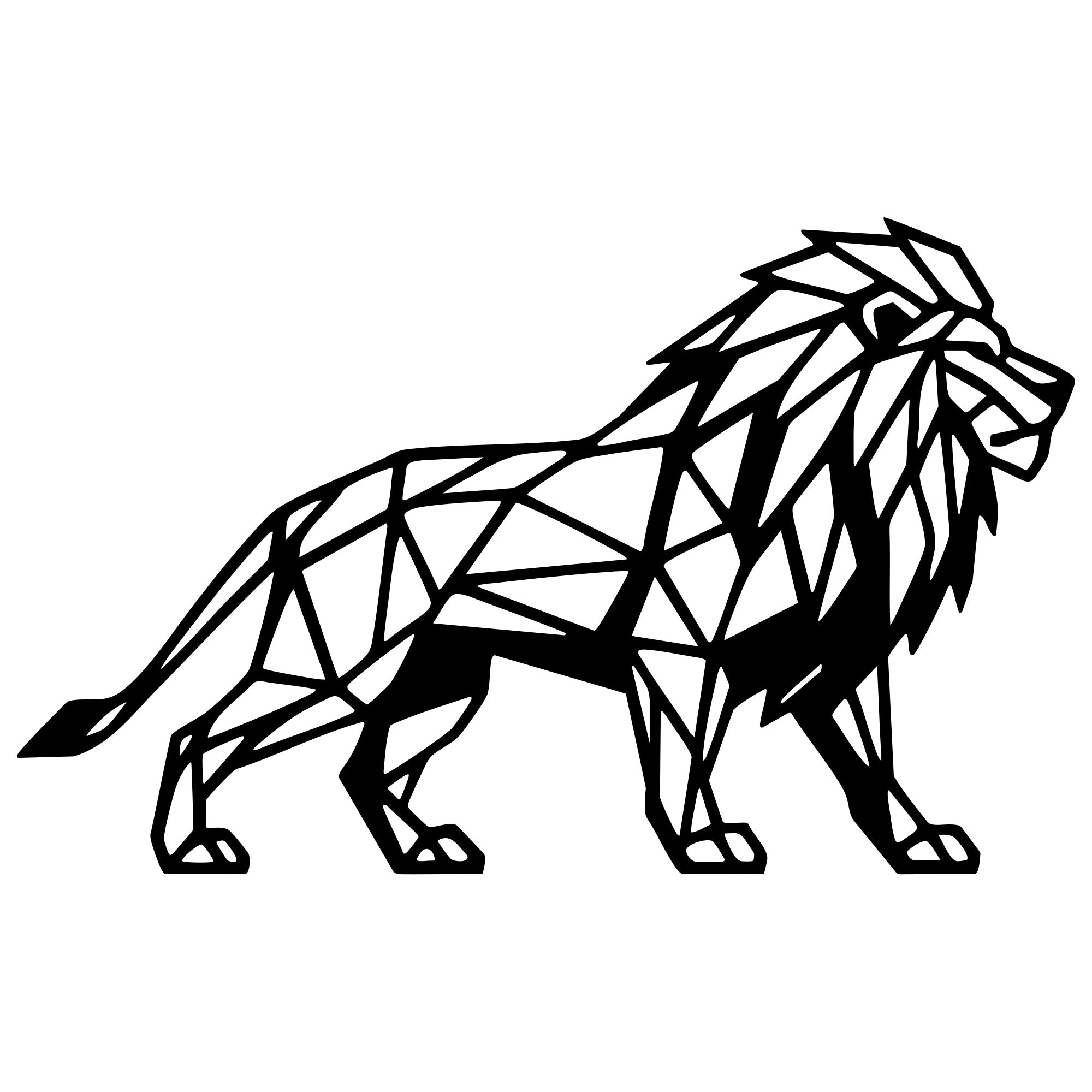 Geometric Lion DXF File – CNC Cutting Design | AWLION948