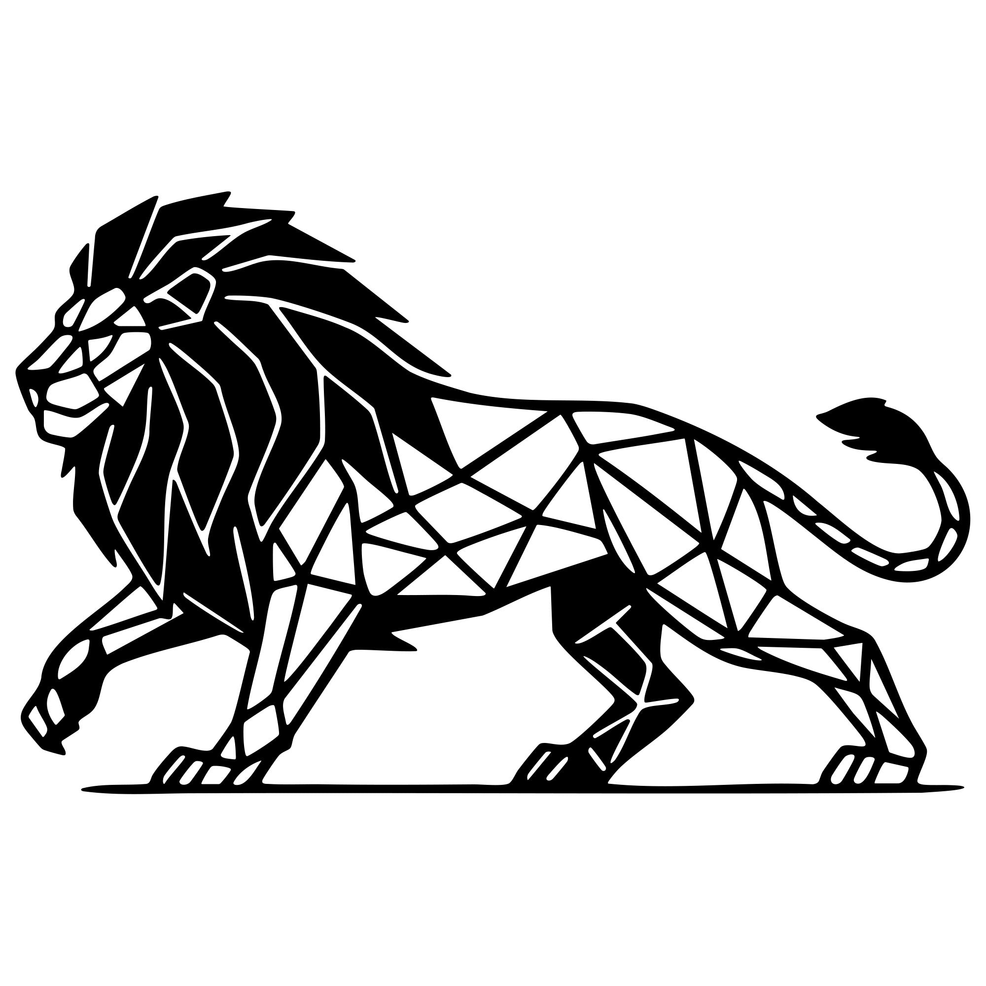 Geometric Lion DXF File – CNC Cutting Design | AWLION949