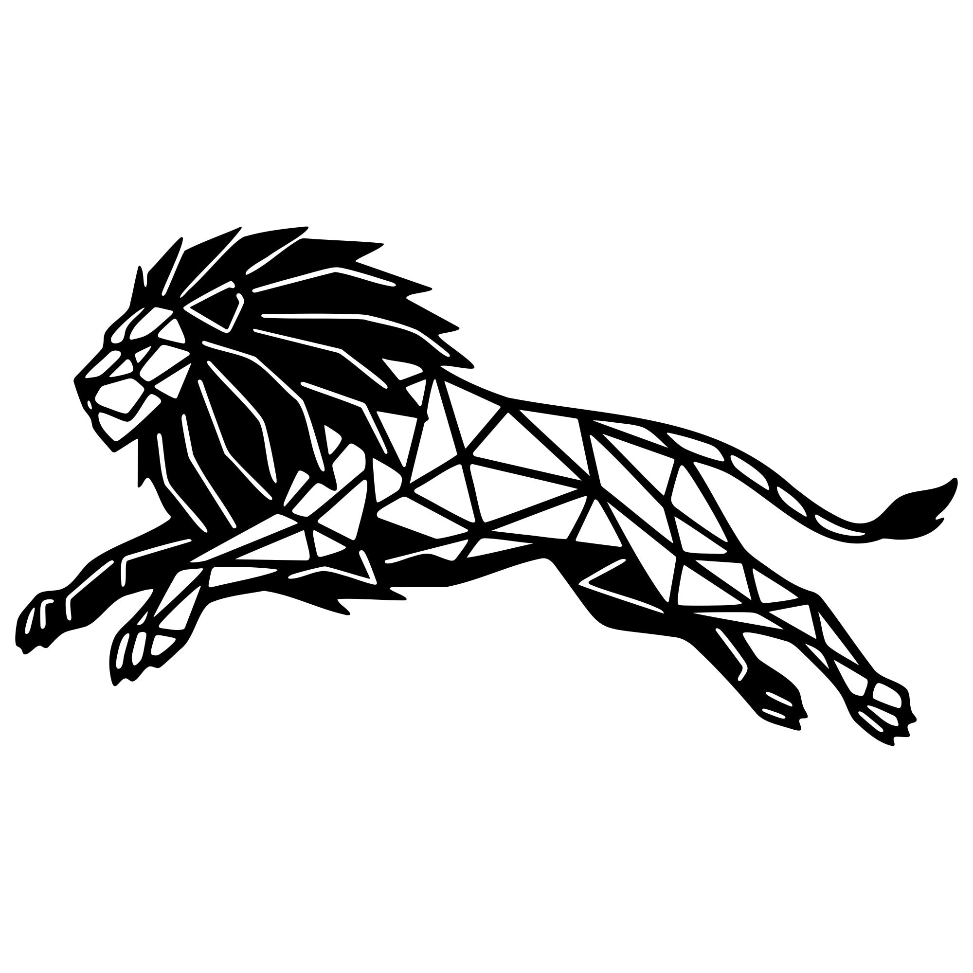 Geometric Lion DXF File – CNC Cutting Design | AWLION951
