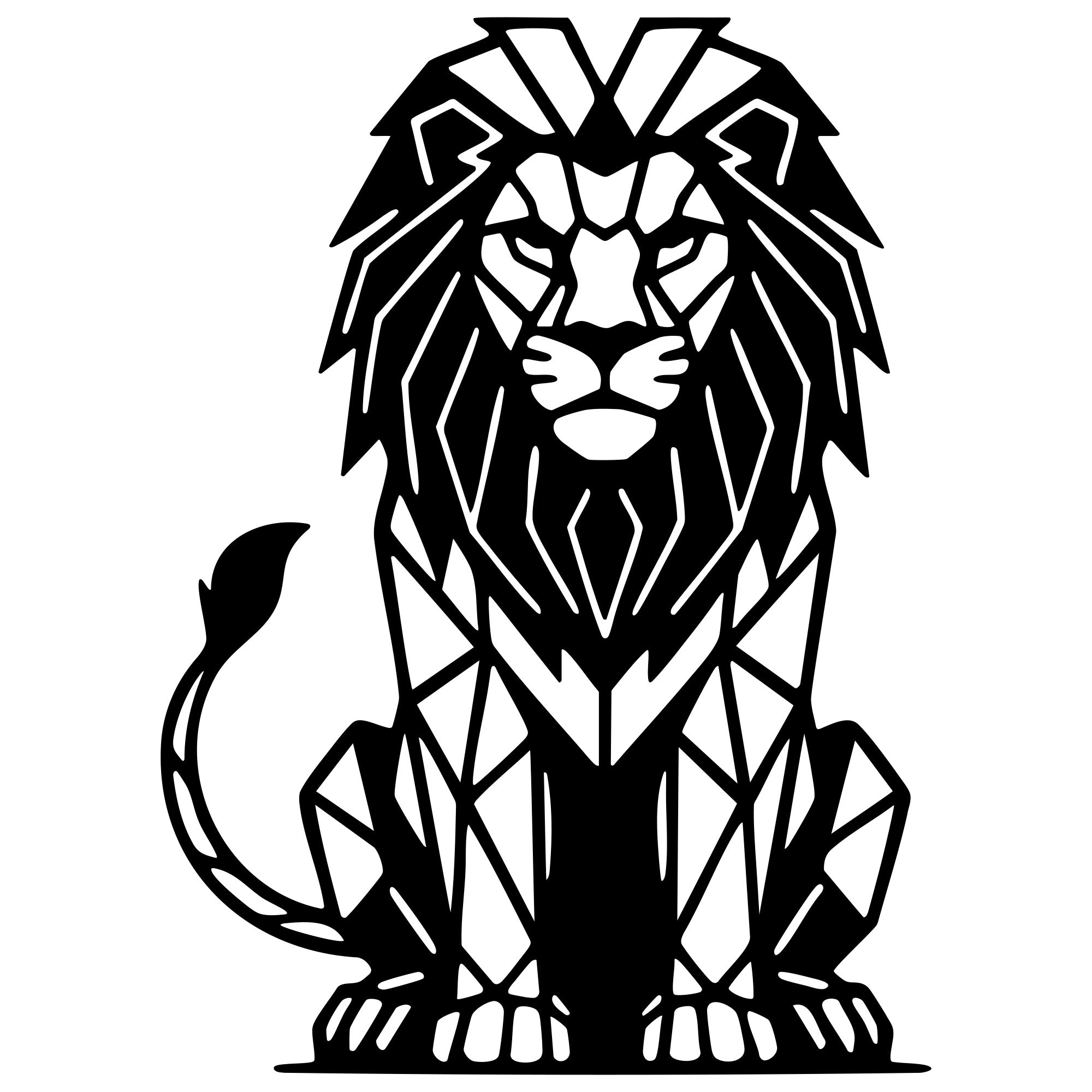 Geometric Lion DXF File – CNC Cutting Design | AWLION952