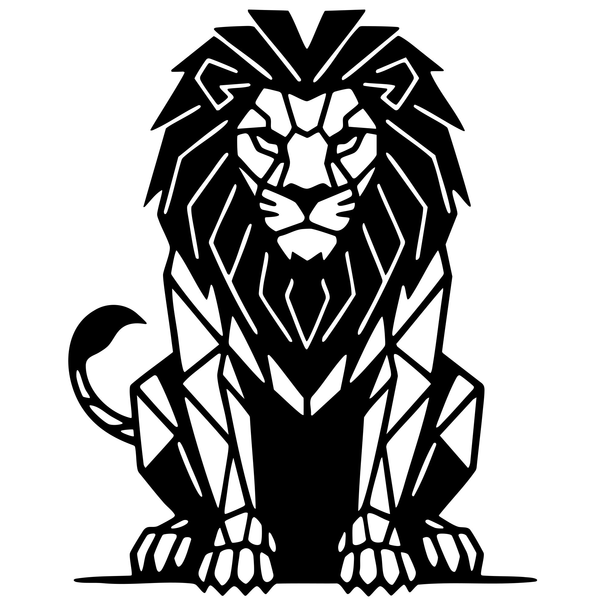 Geometric Lion DXF File – CNC Cutting Design | AWLION953