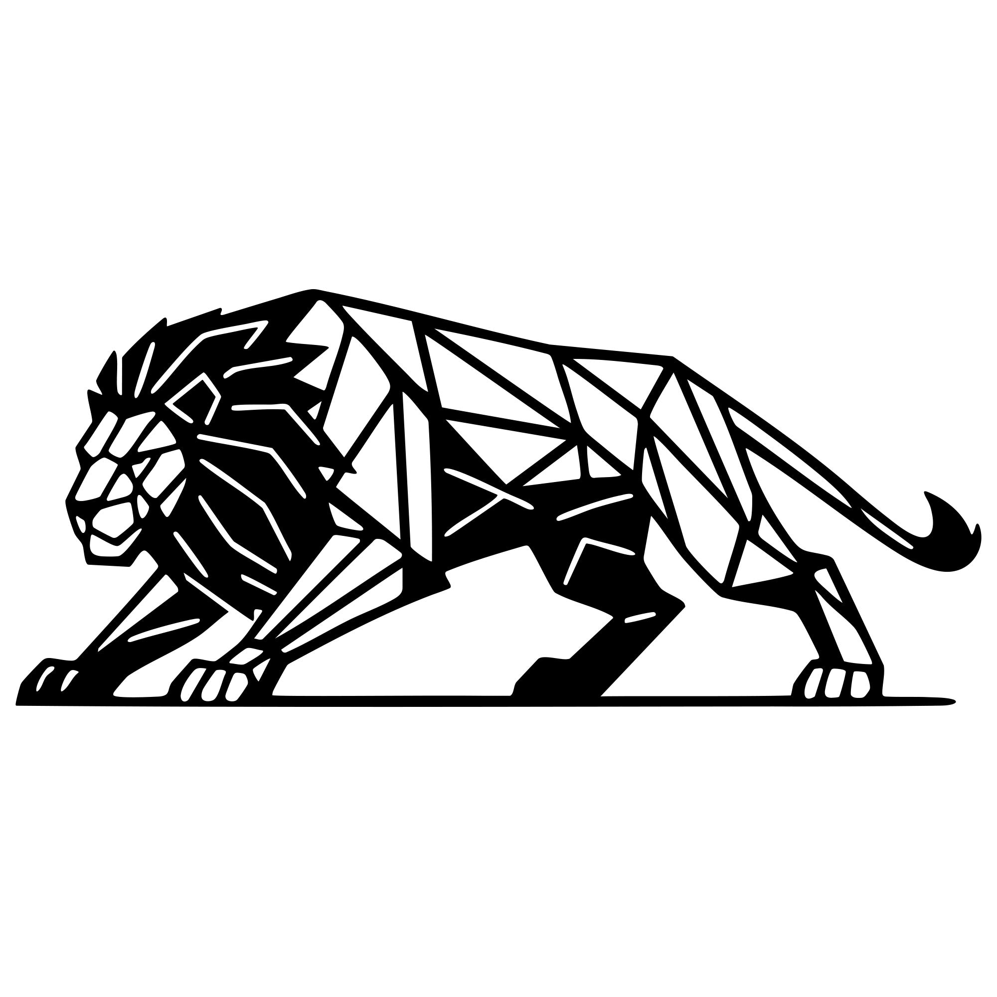Geometric Lion DXF File – CNC Cutting Design | AWLION954