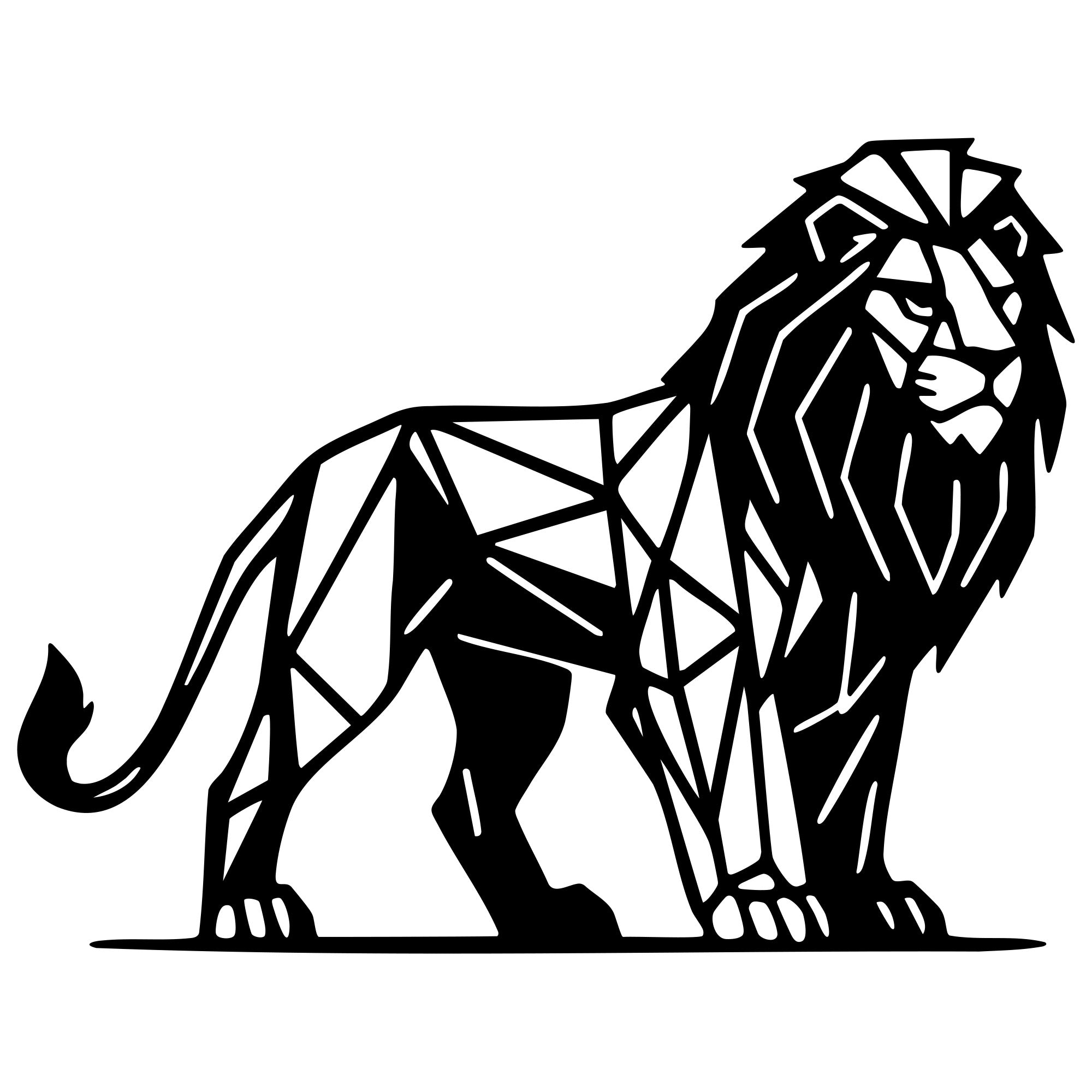 Geometric Lion DXF File – CNC Cutting Design | AWLION955