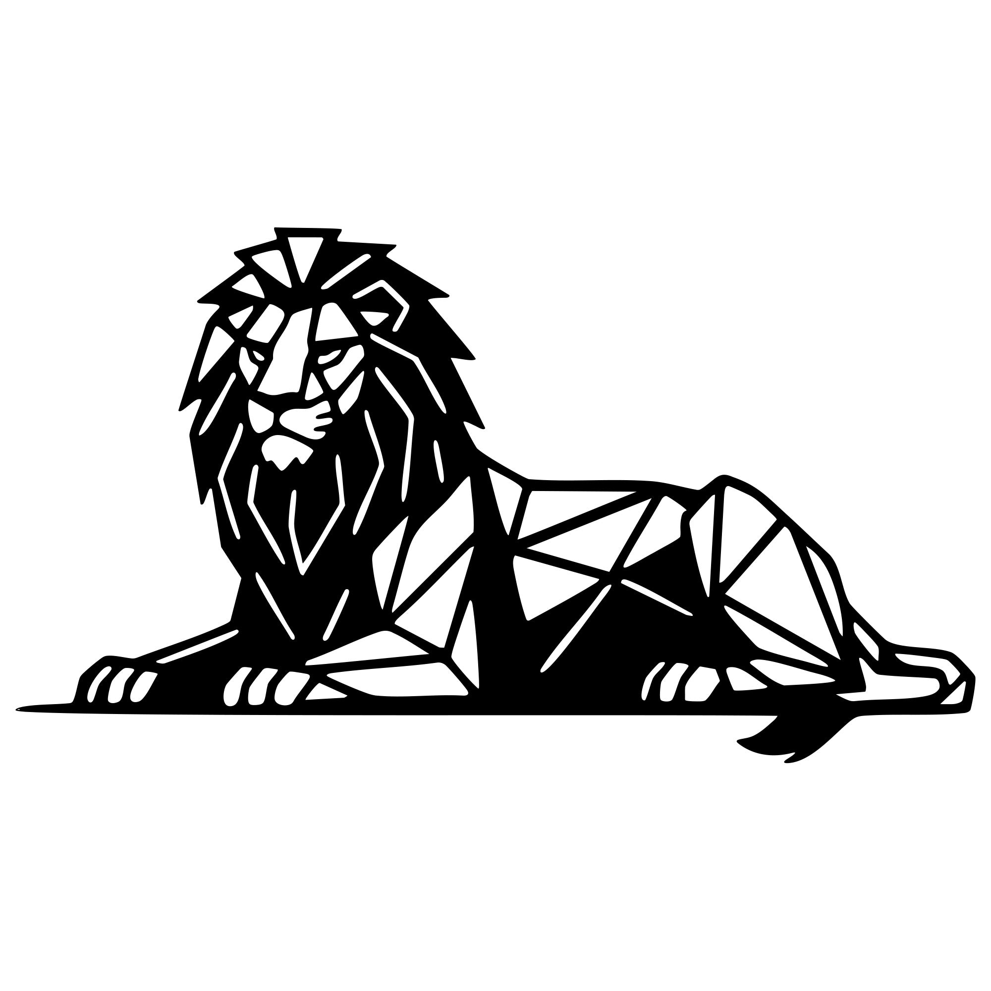 Geometric Lion DXF File – CNC Cutting Design | AWLION956