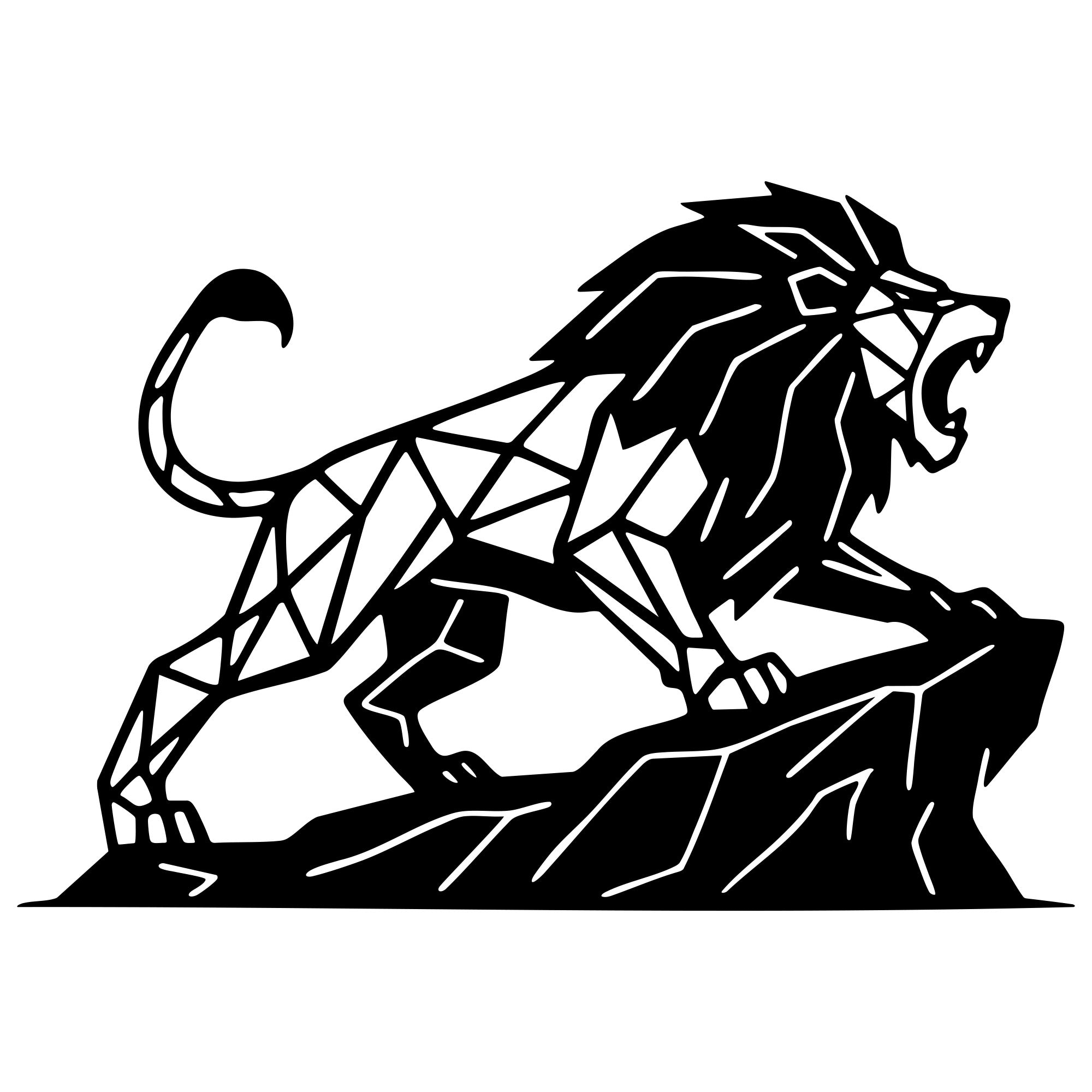 Geometric Lion DXF File – CNC Cutting Design | AWLION957