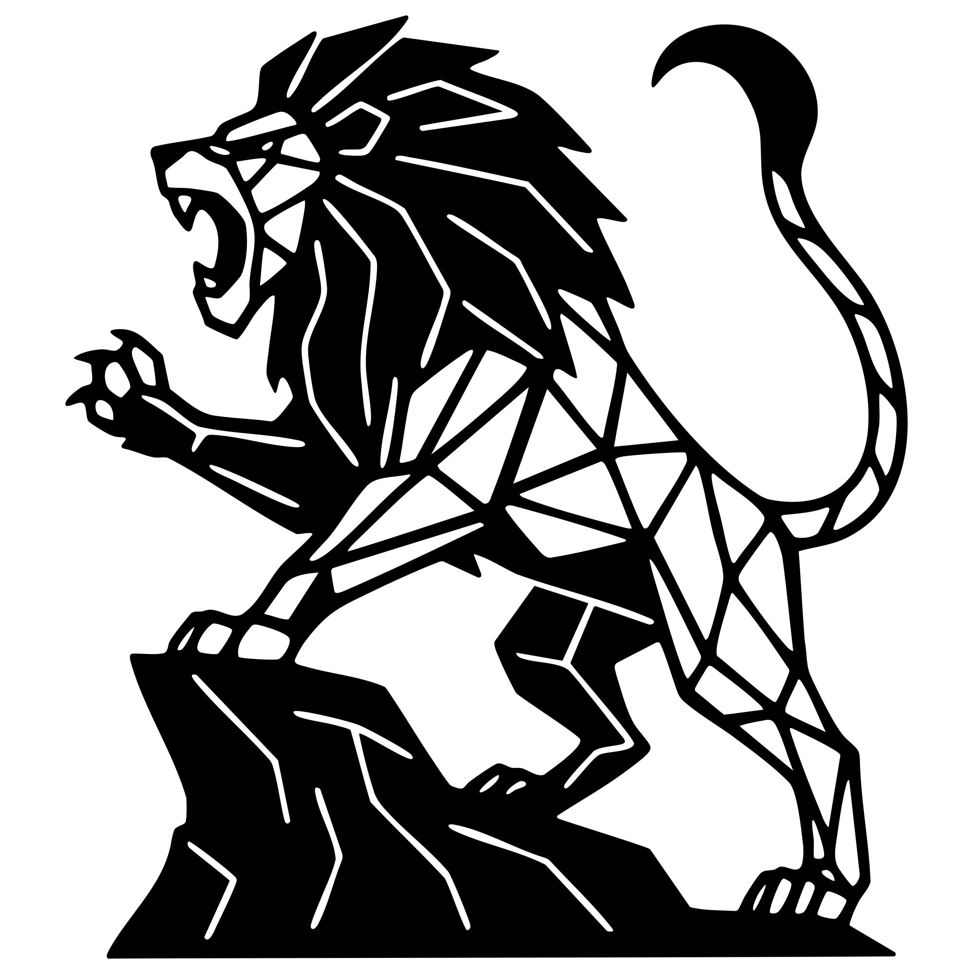 Geometric Lion DXF File – CNC Cutting Design | AWLION958