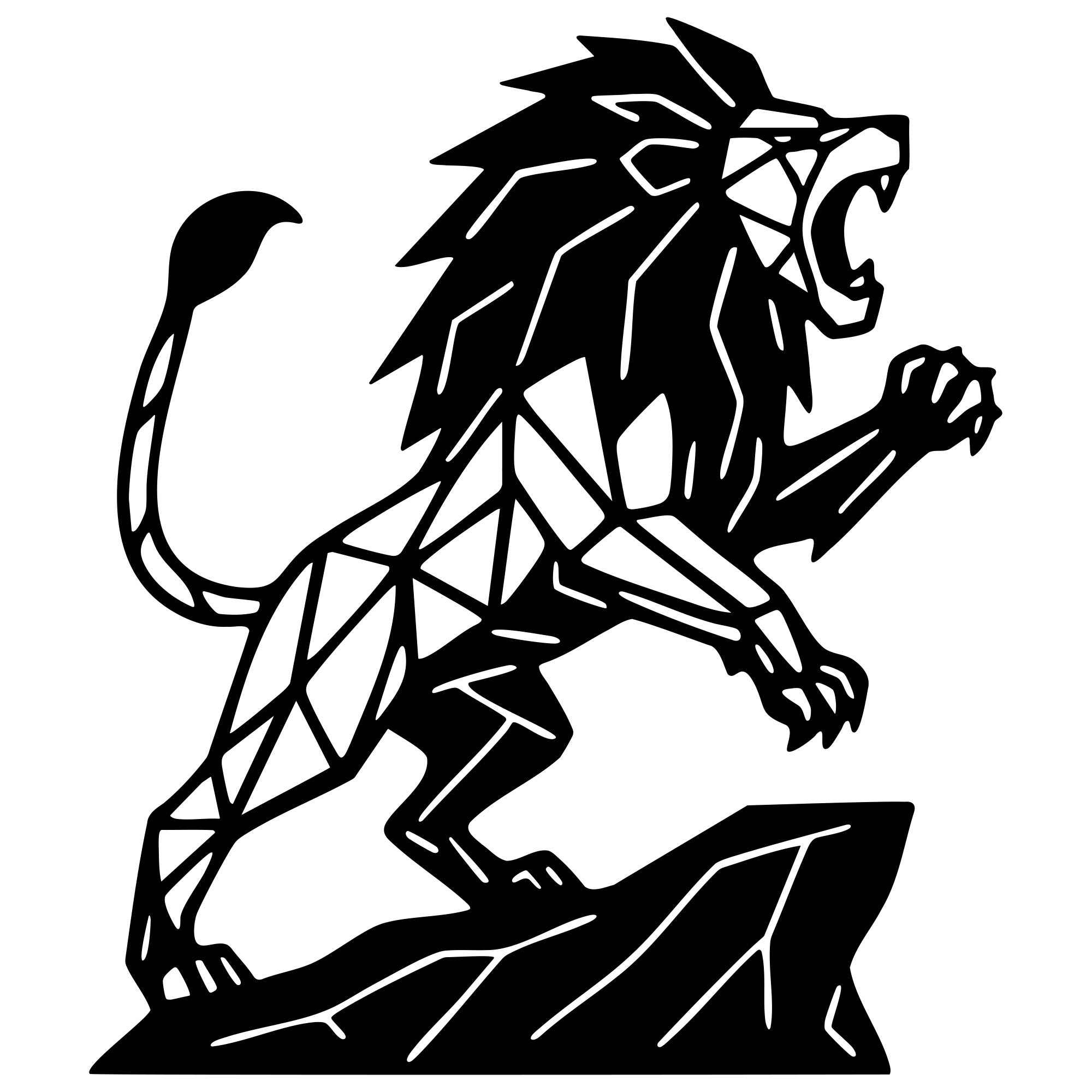 Geometric Lion DXF File – CNC Cutting Design | AWLION959