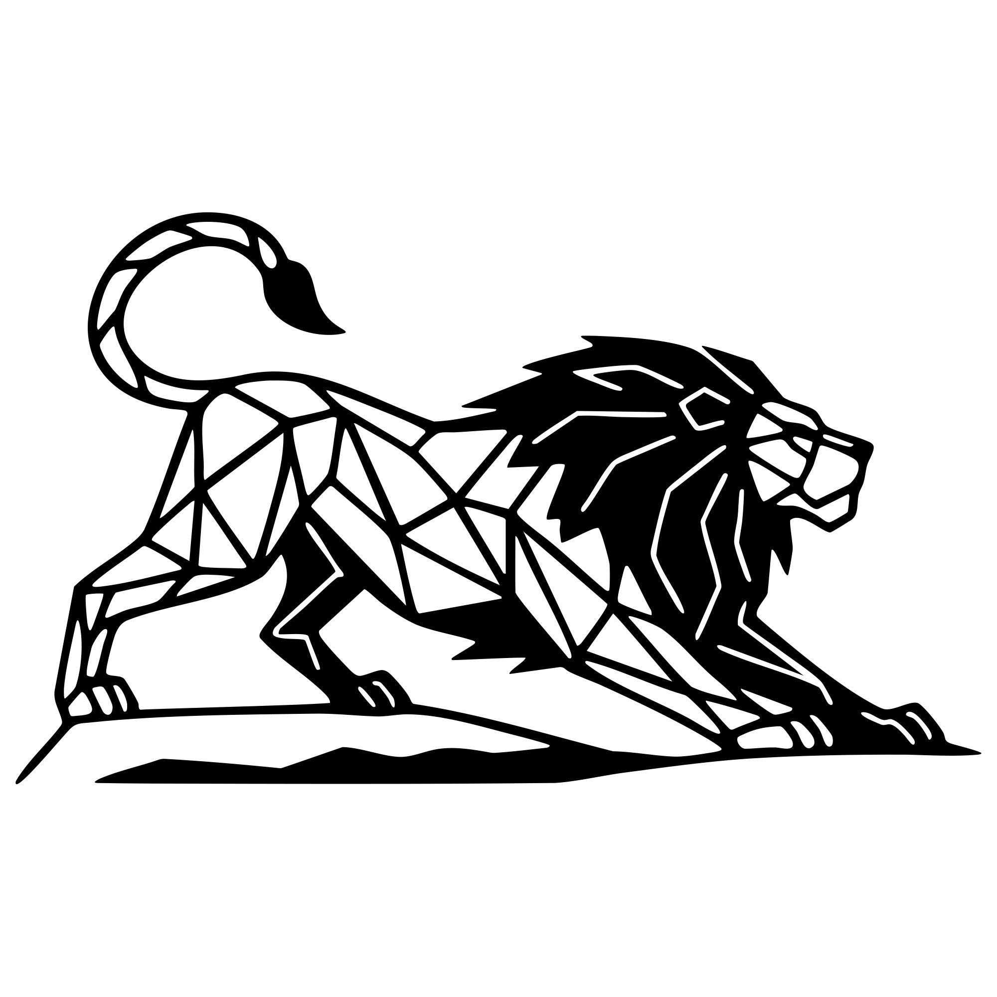 Geometric Lion DXF File – CNC Cutting Design | AWLION960