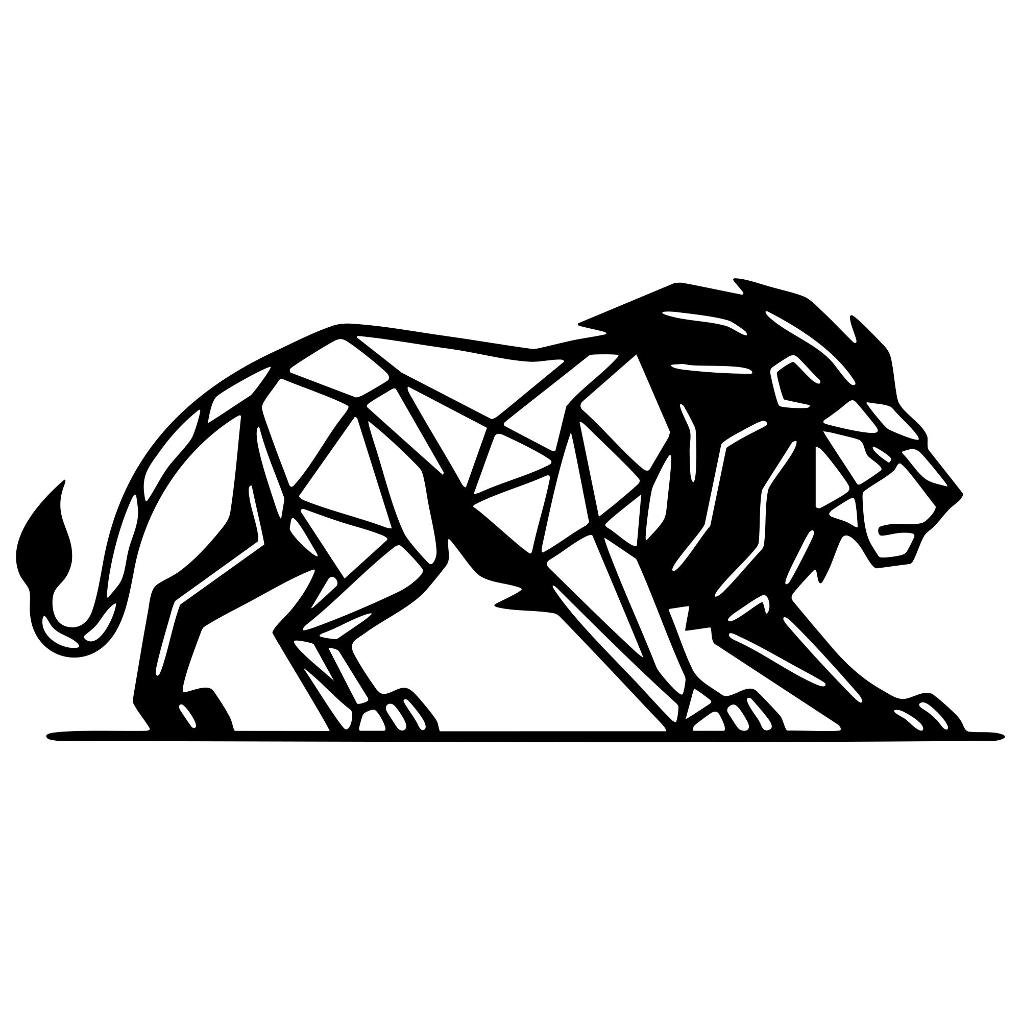 Geometric Lion DXF File – CNC Cutting Design | AWLION963